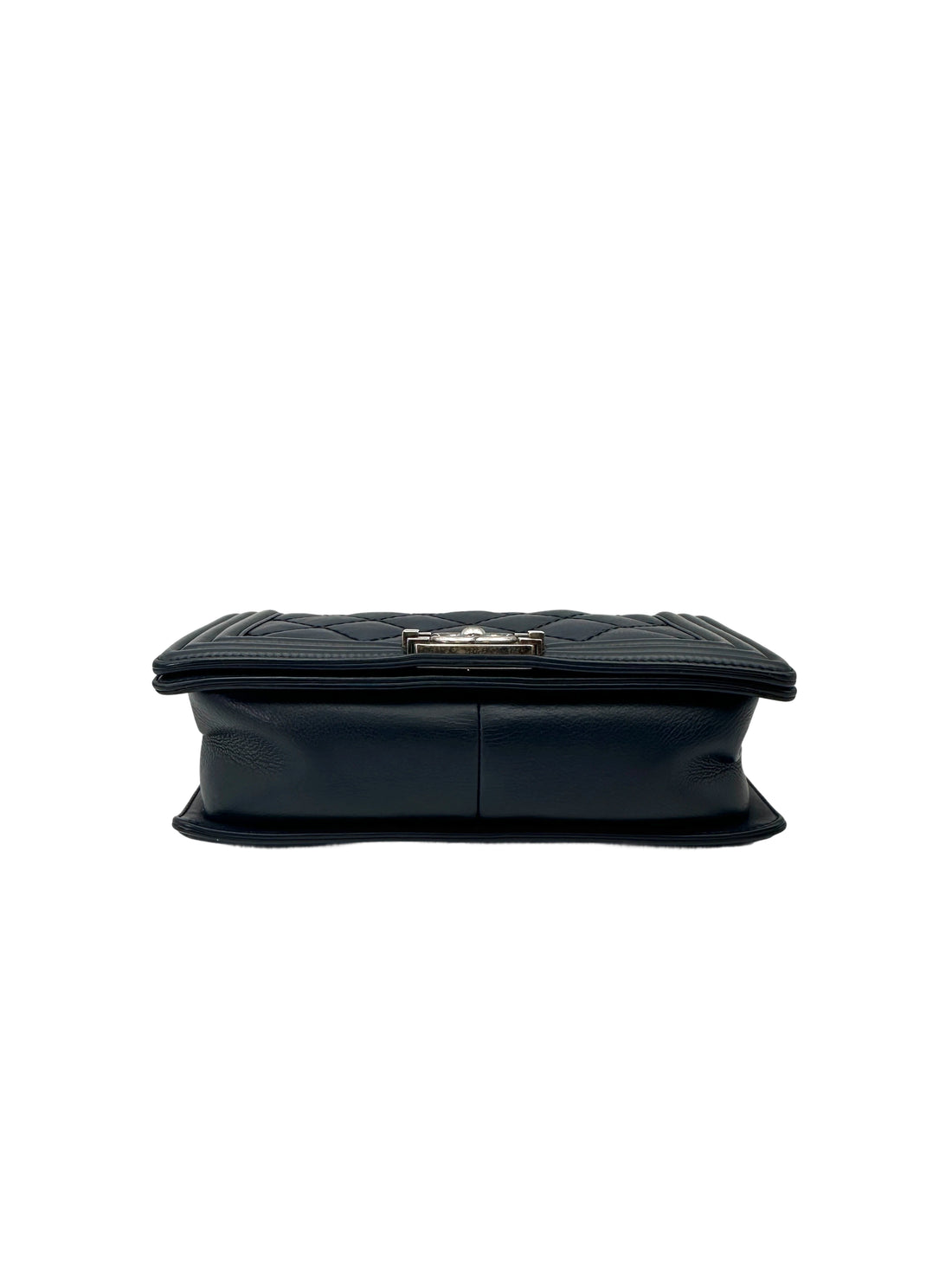 Chanel LeBoy Navy Quilted Calfskin Medium Size Flap Bag With Silver Buckle(19***14) CC2073