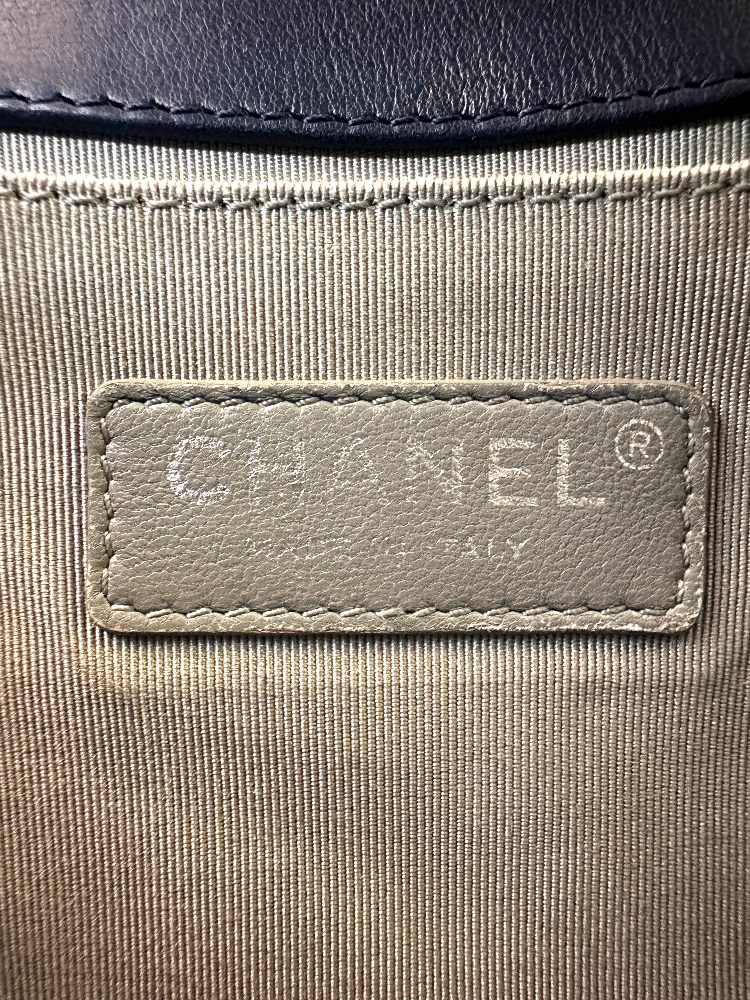 Chanel LeBoy Navy Quilted Calfskin Medium Size Flap Bag With Silver Buckle(19***14) CC2073