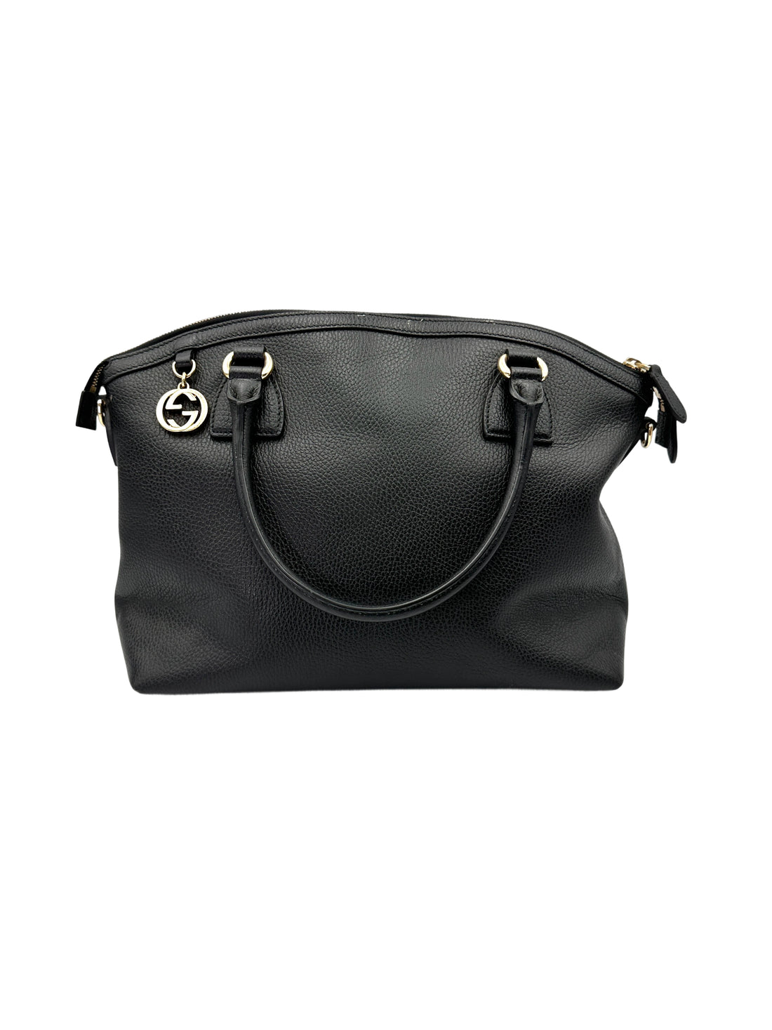Gucci Interlocking G Black Leather Handle Bag GG1162