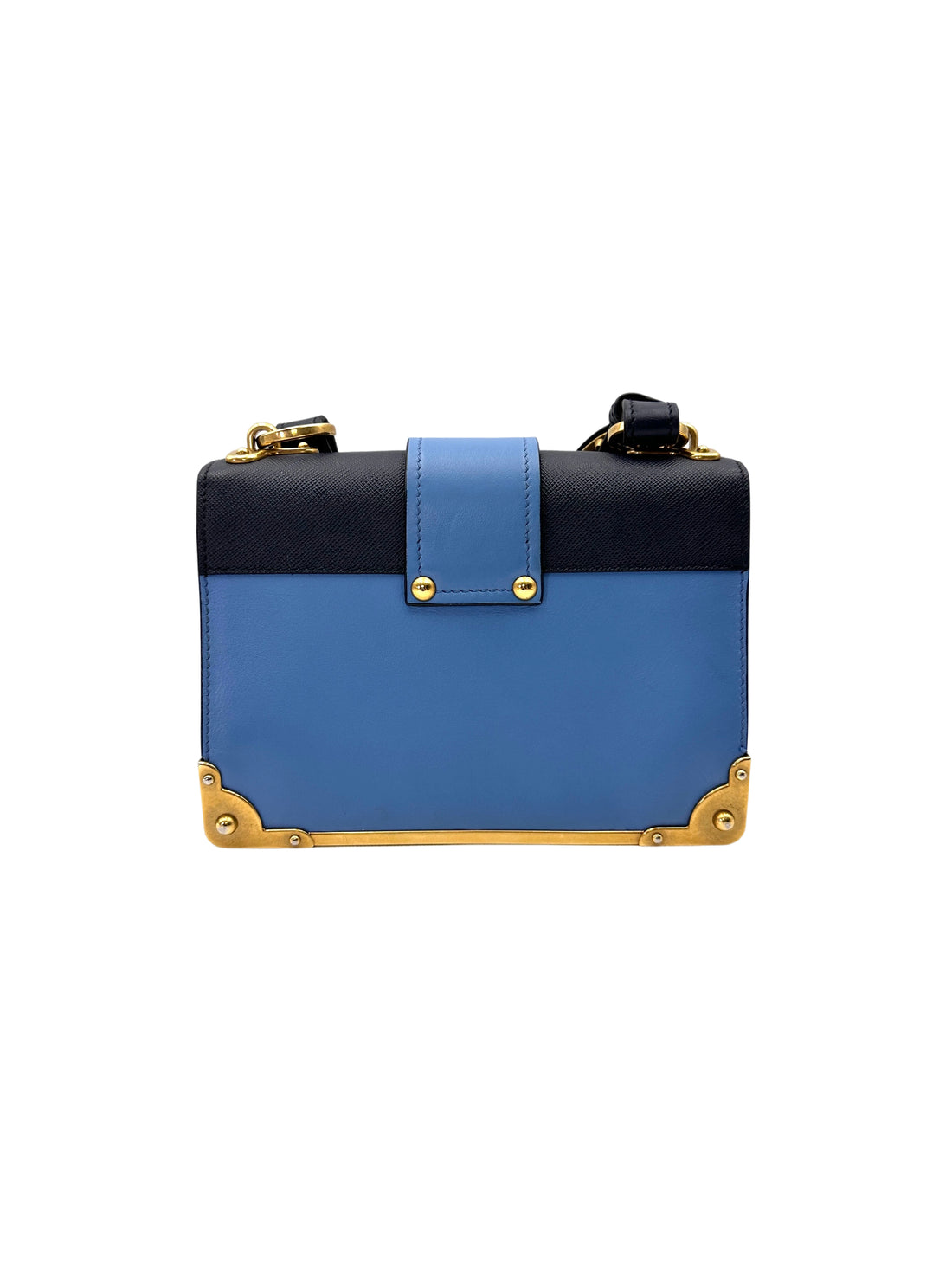 Prada Cahier Blue/Black Leather Shoulder Bag PR419