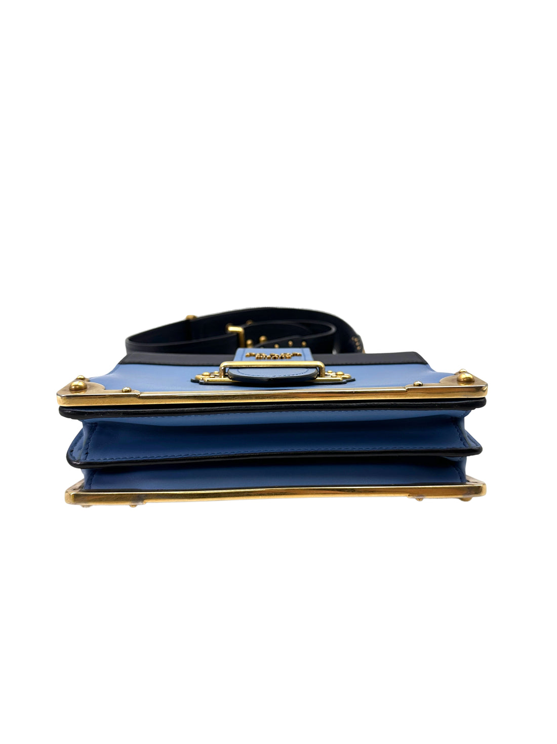Prada Cahier Blue/Black Leather Shoulder Bag PR419
