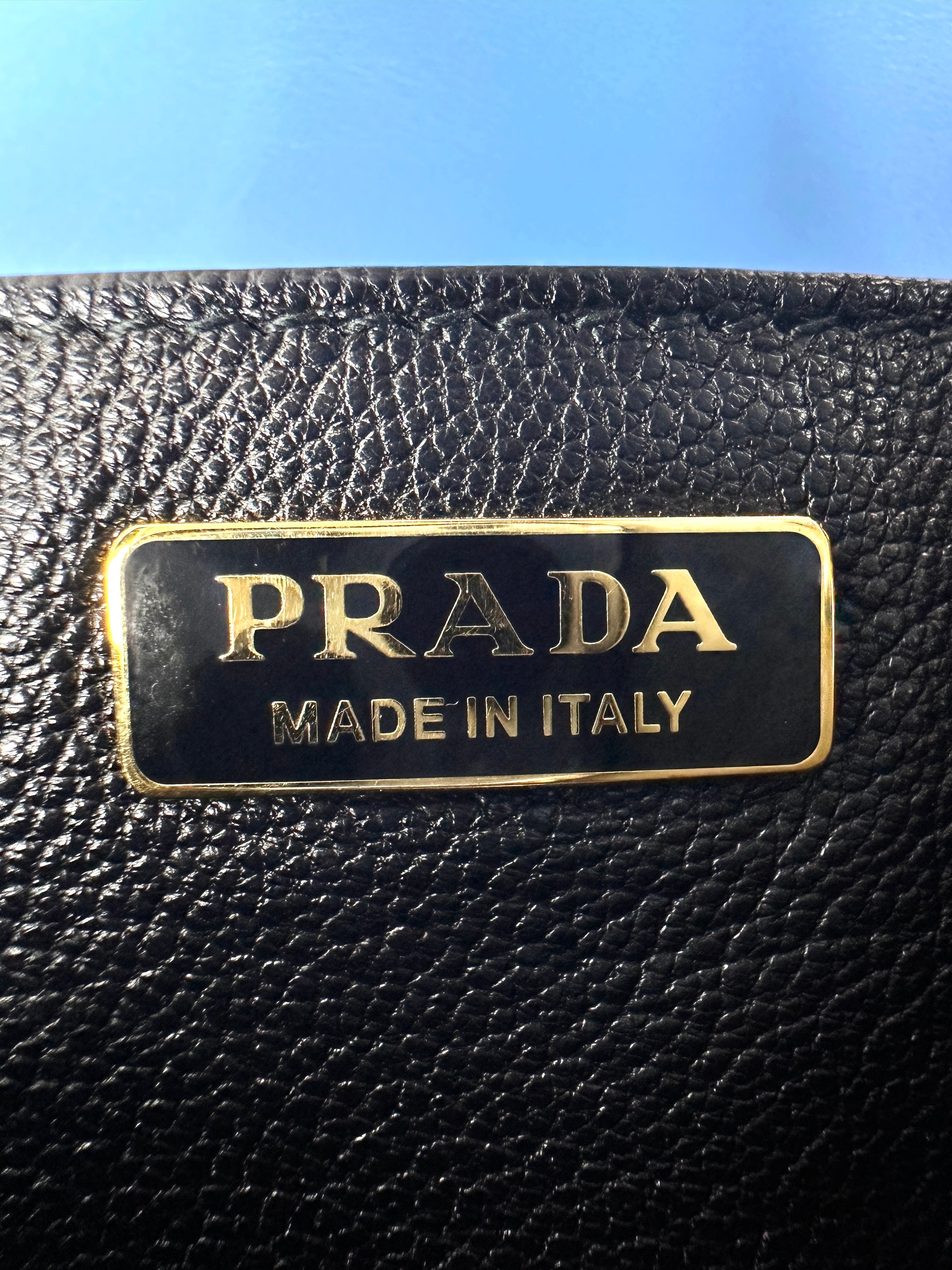 Prada Cahier Blue/Black Leather Shoulder Bag PR419