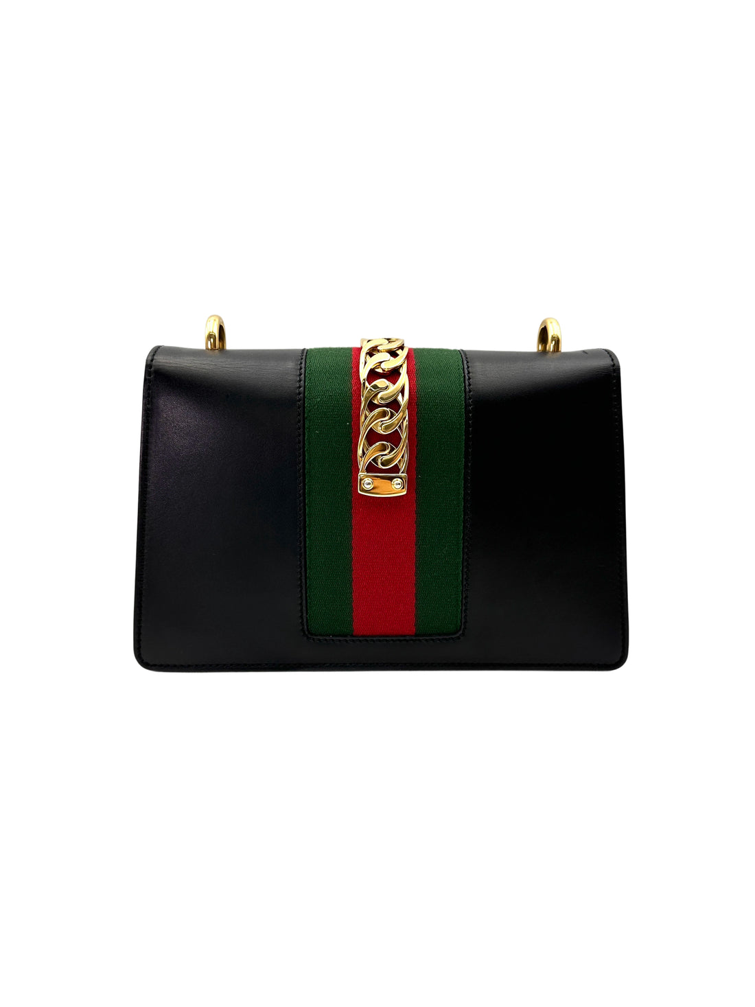 Gucci Sylvie Black Leather Medium Size Shoulder Bag GG1165