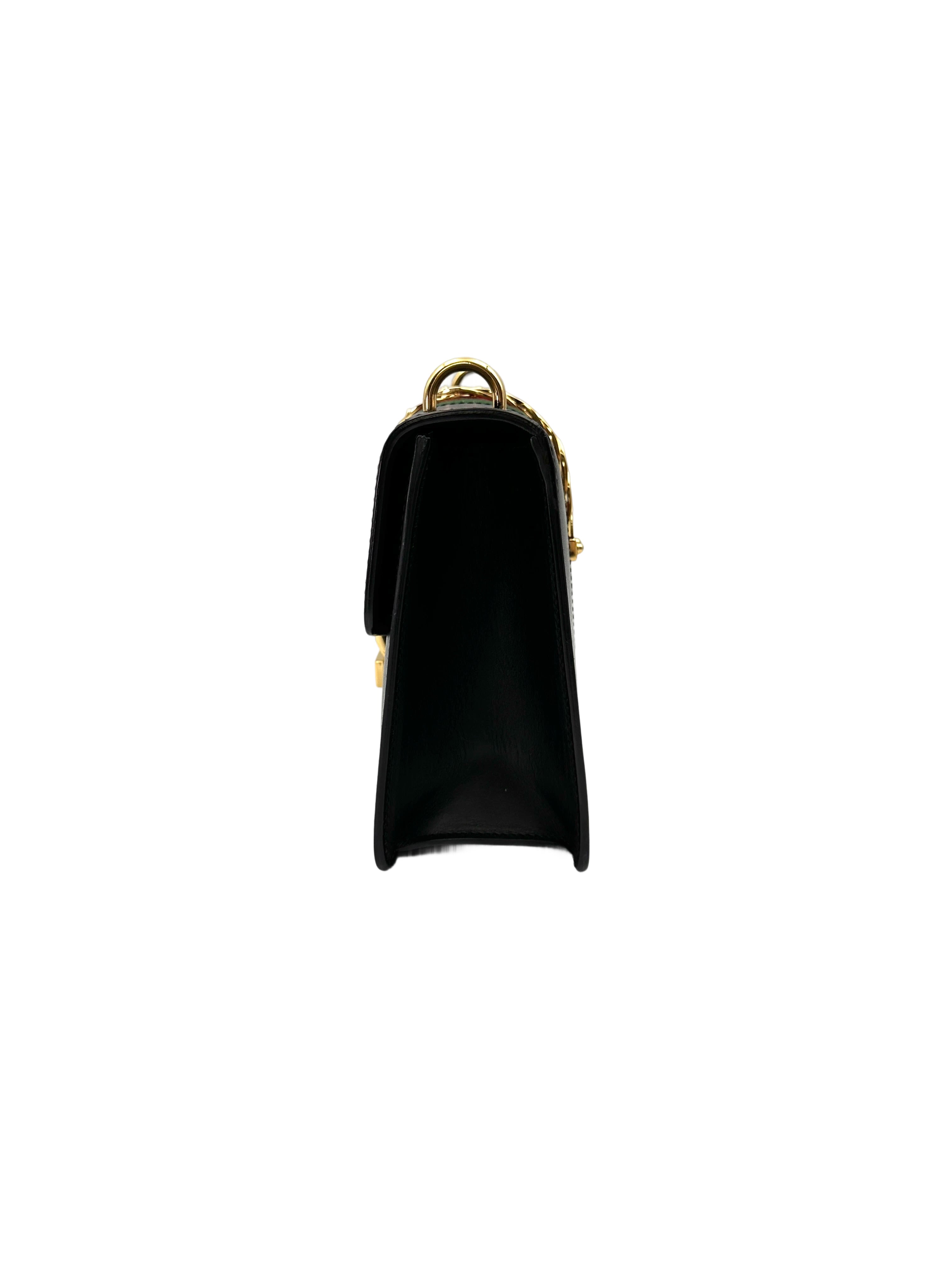 Gucci Sylvie Black Leather Medium Size Shoulder Bag GG1165