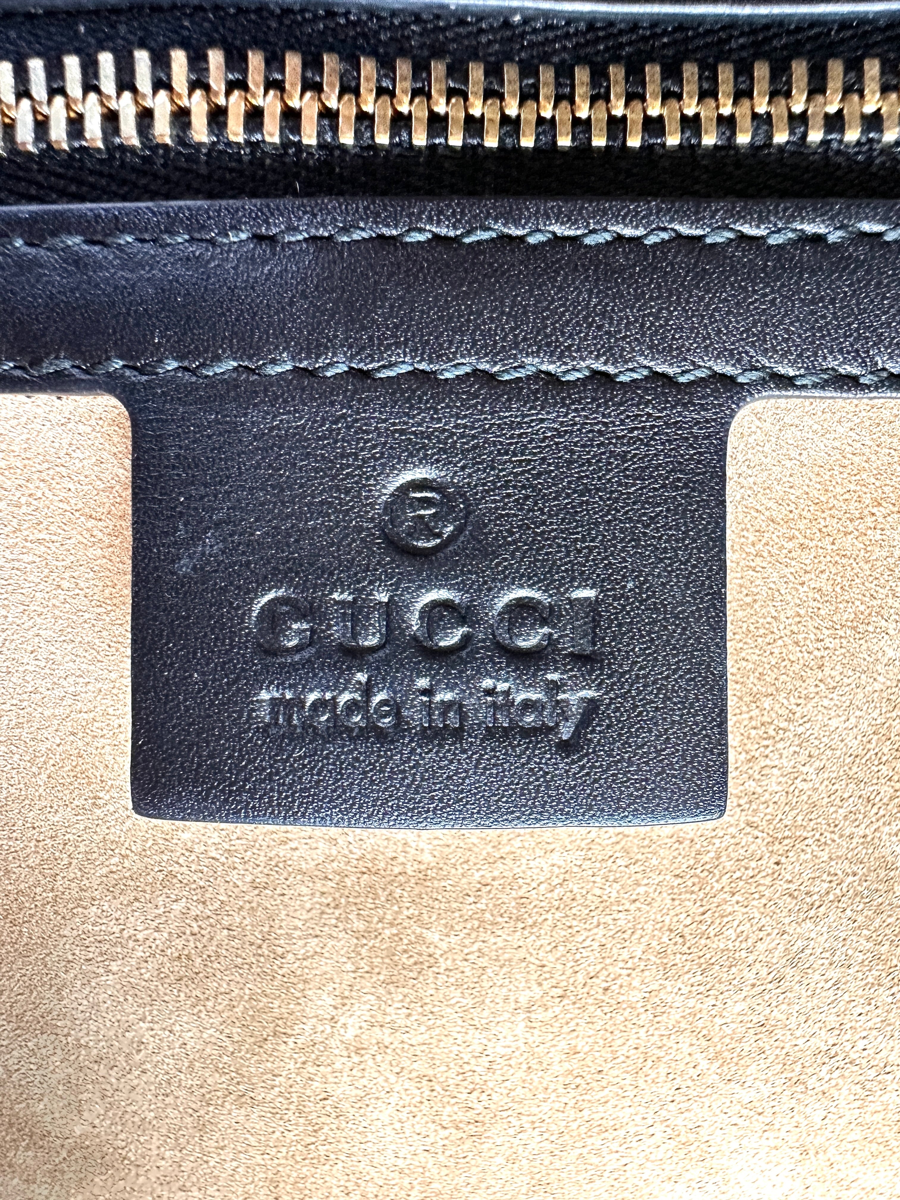 Gucci Sylvie Black Leather Medium Size Shoulder Bag GG1165