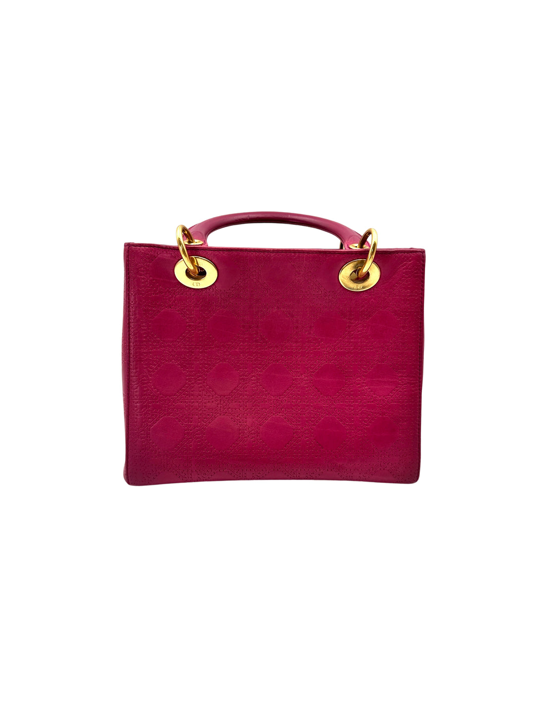 Christian Dior Lady Dior Pinkl Cannage Leather Handle Bag With Gold Buckle DR767