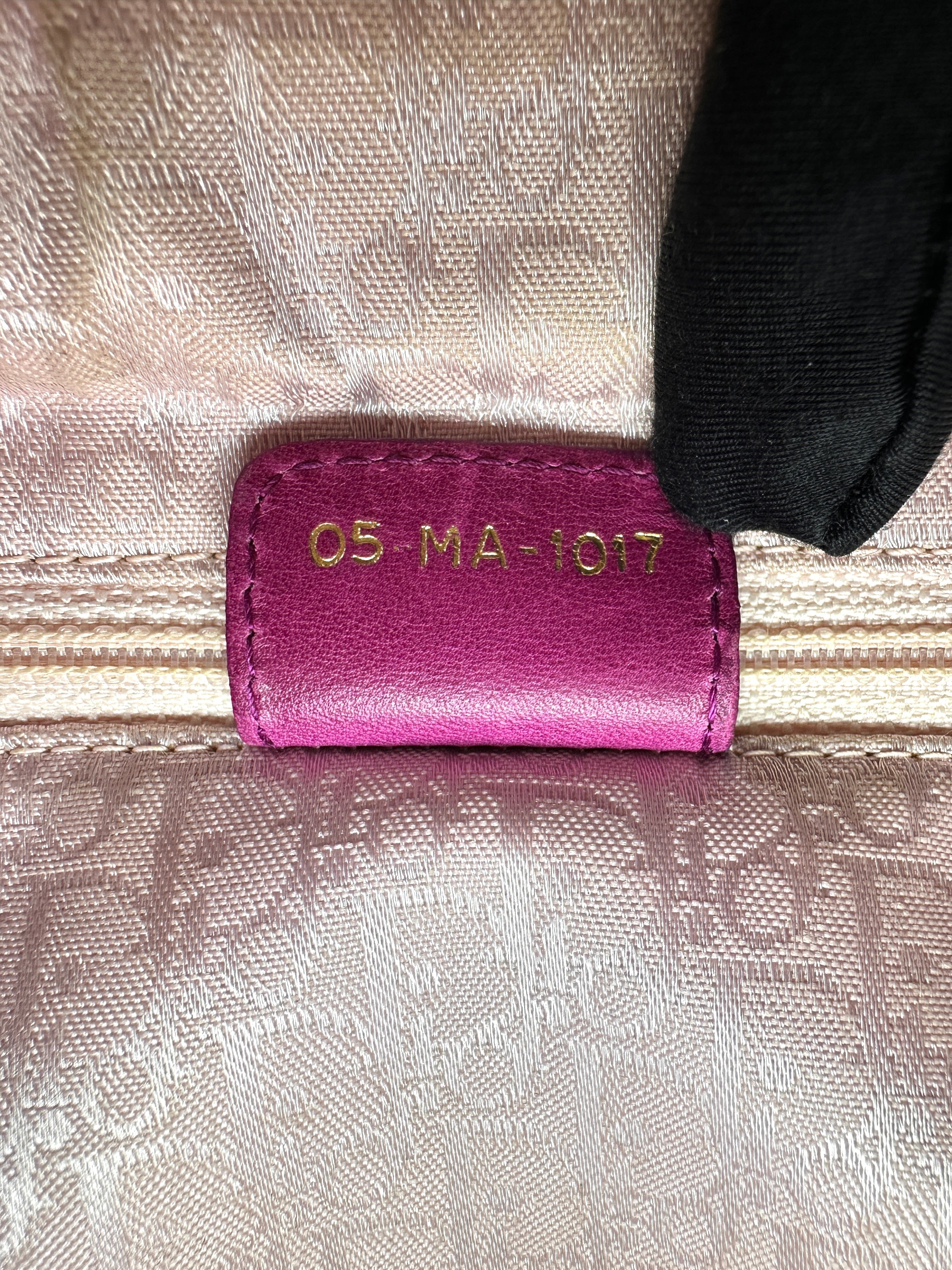 Christian Dior Lady Dior Pinkl Cannage Leather Handle Bag With Gold Buckle DR767