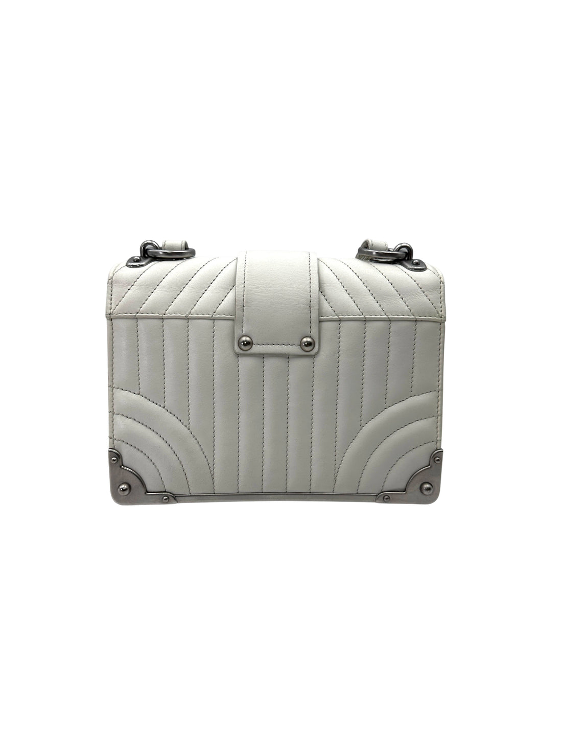 Prada Cahier White Quilted Leather Shoulder Bag PR418
