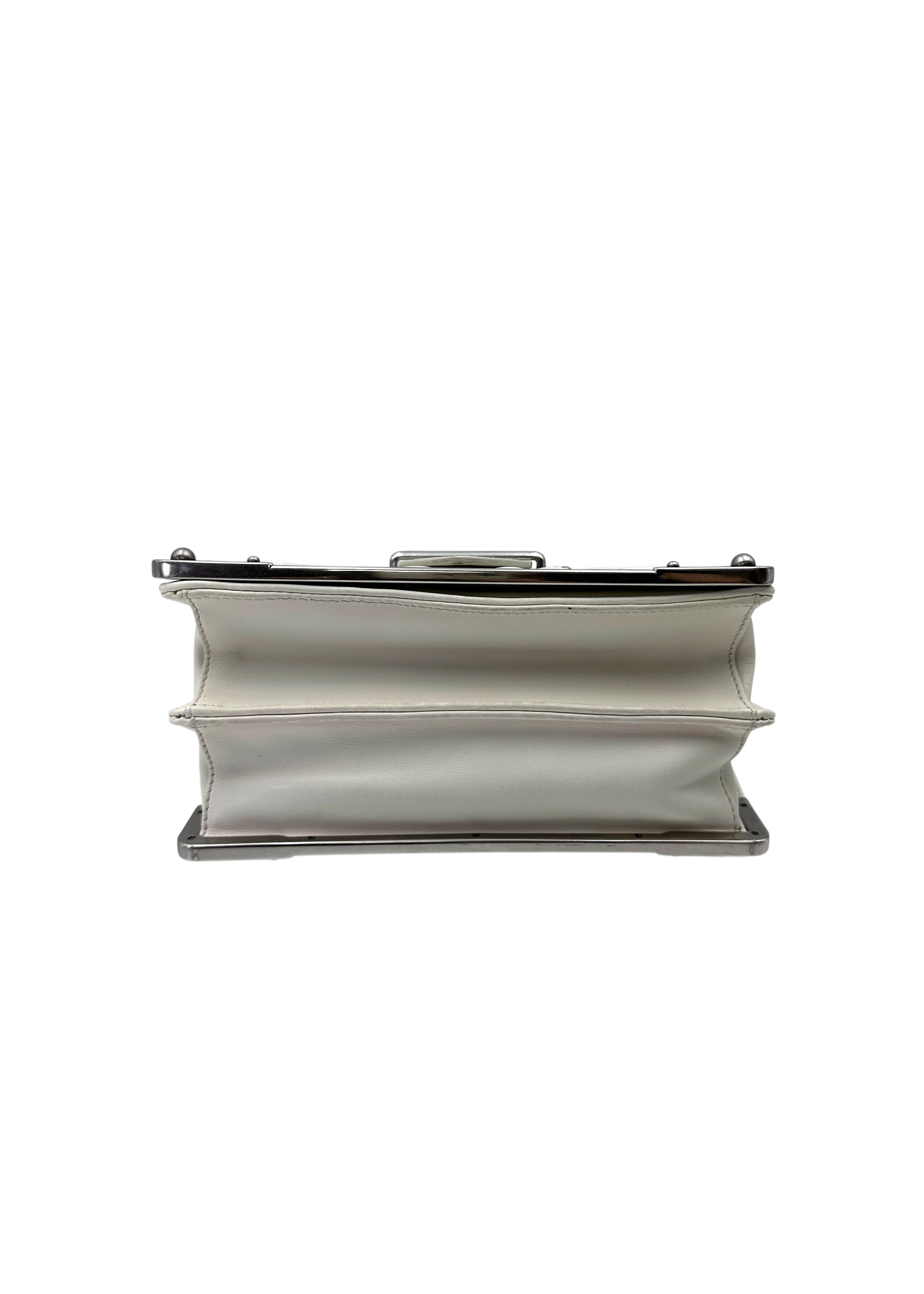 Prada Cahier White Quilted Leather Shoulder Bag PR418