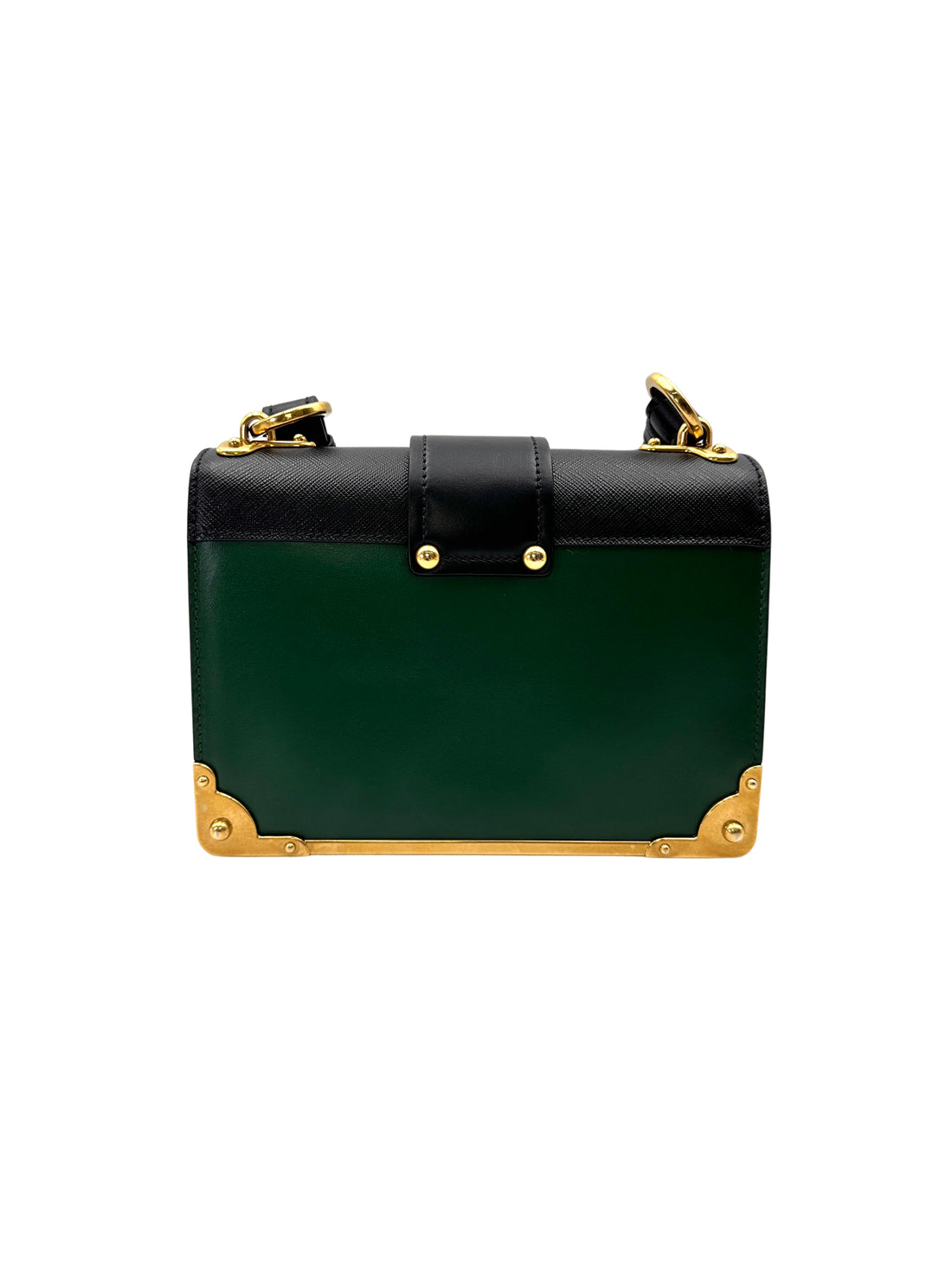 Prada Cahier Black/Green Leather Shoulder Bag PR430