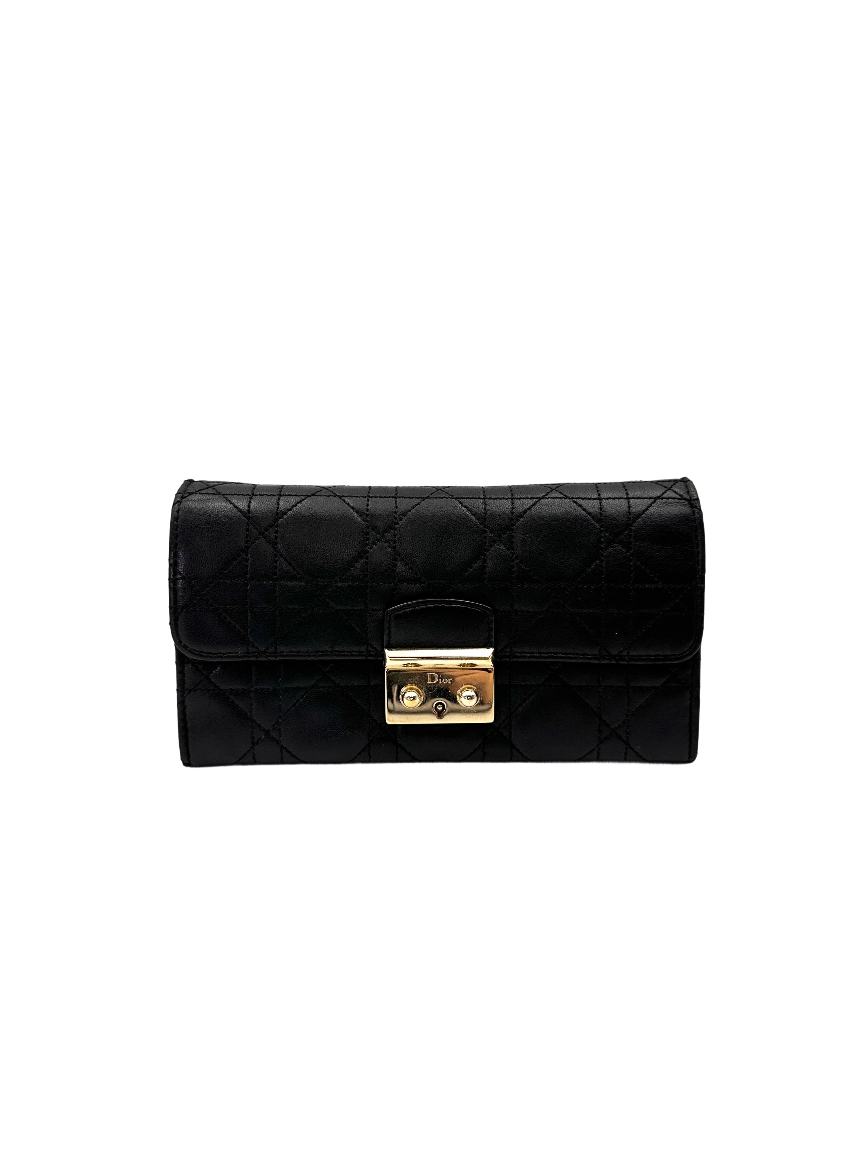 Christian Dior Miss Dior Black Cannage Lambskin Chain Clutch DR769