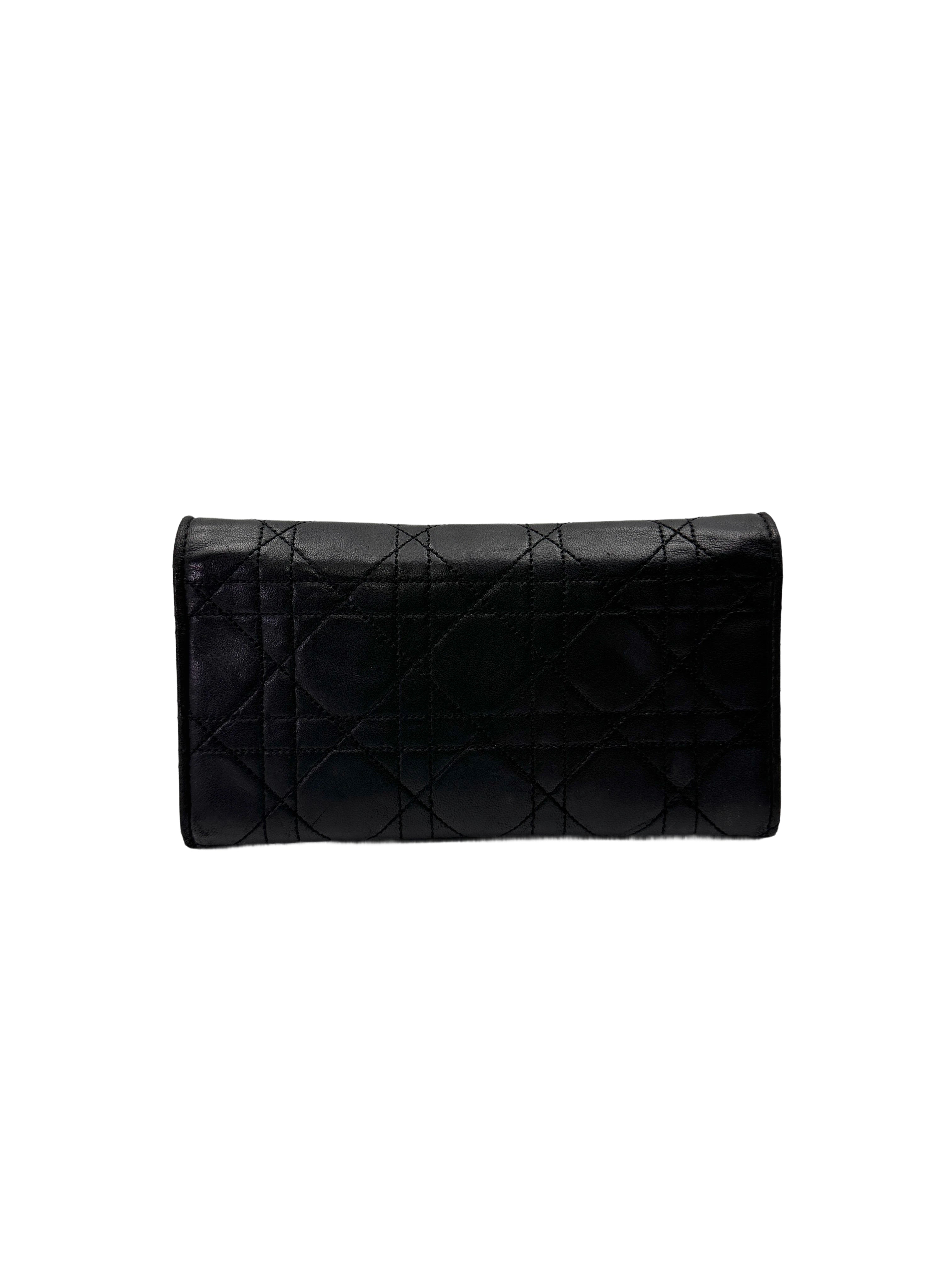 Christian Dior Miss Dior Black Cannage Lambskin Chain Clutch DR769