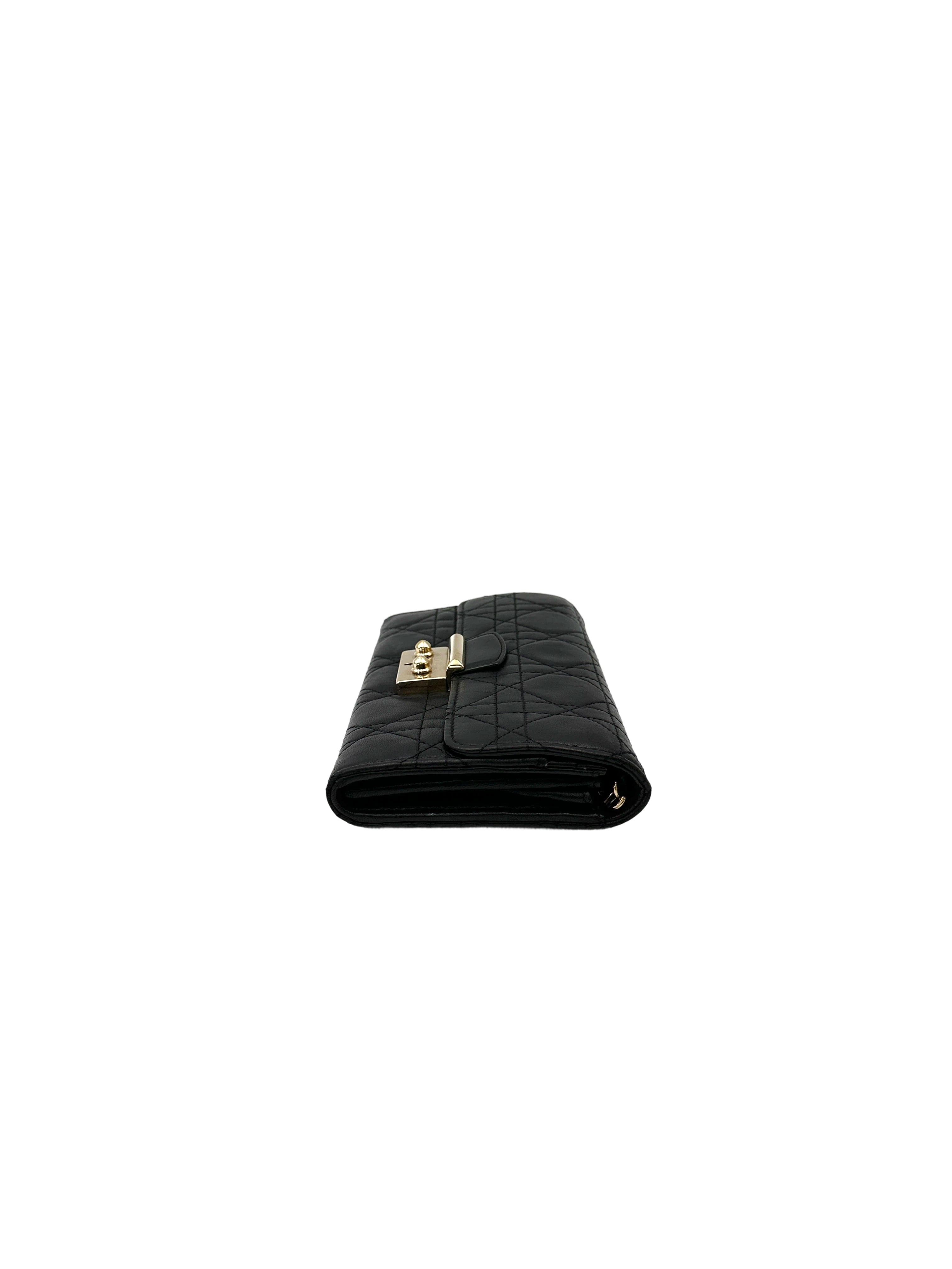 Christian Dior Miss Dior Black Cannage Lambskin Chain Clutch DR769