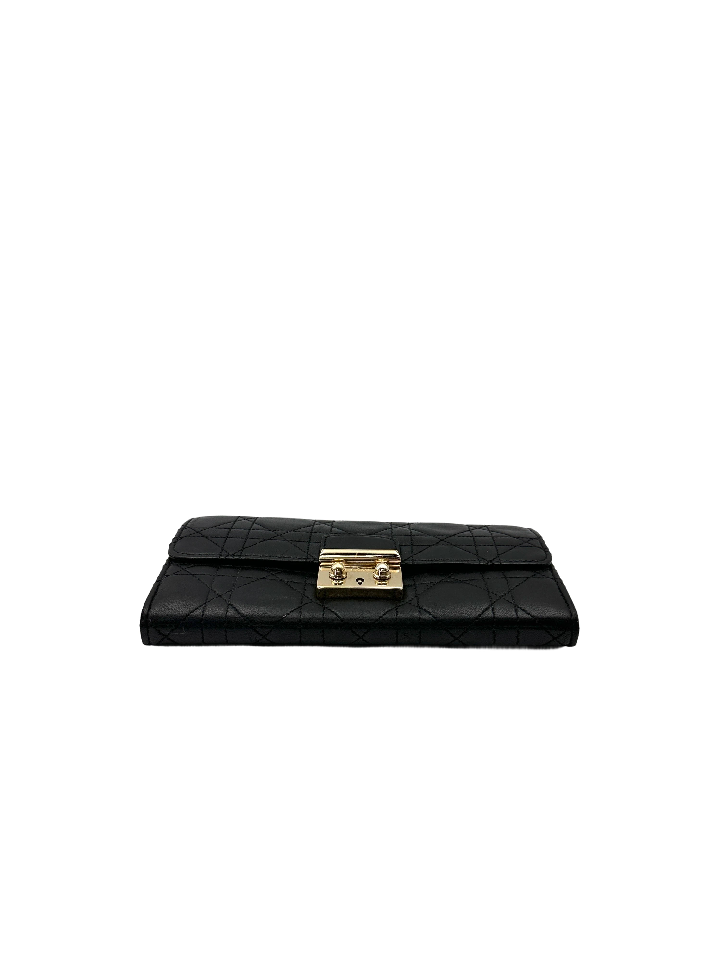 Christian Dior Miss Dior Black Cannage Lambskin Chain Clutch DR769