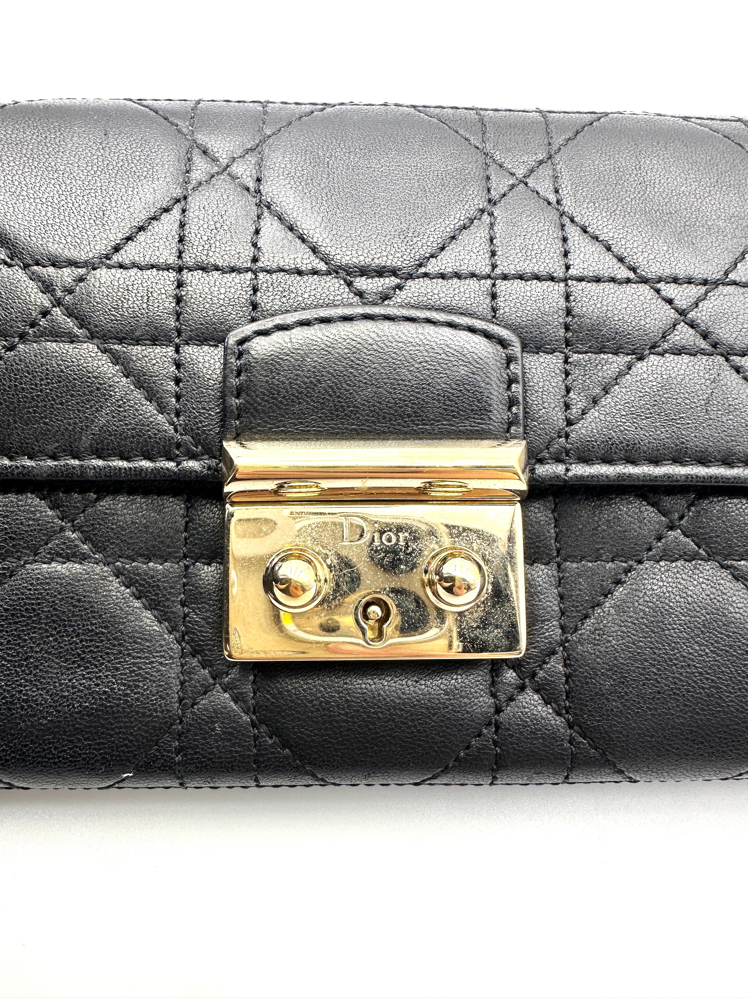 Christian Dior Miss Dior Black Cannage Lambskin Chain Clutch DR769