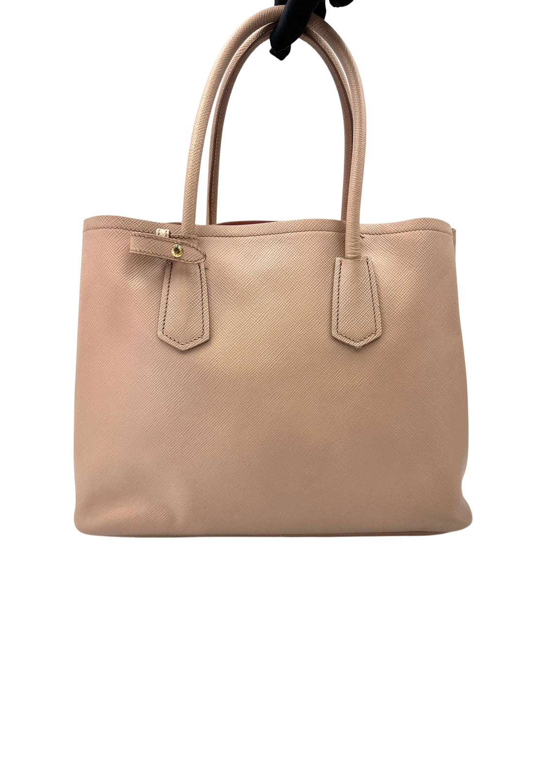 Prada Double Beige Saffiano Cuir Leather Handle Bag PR420