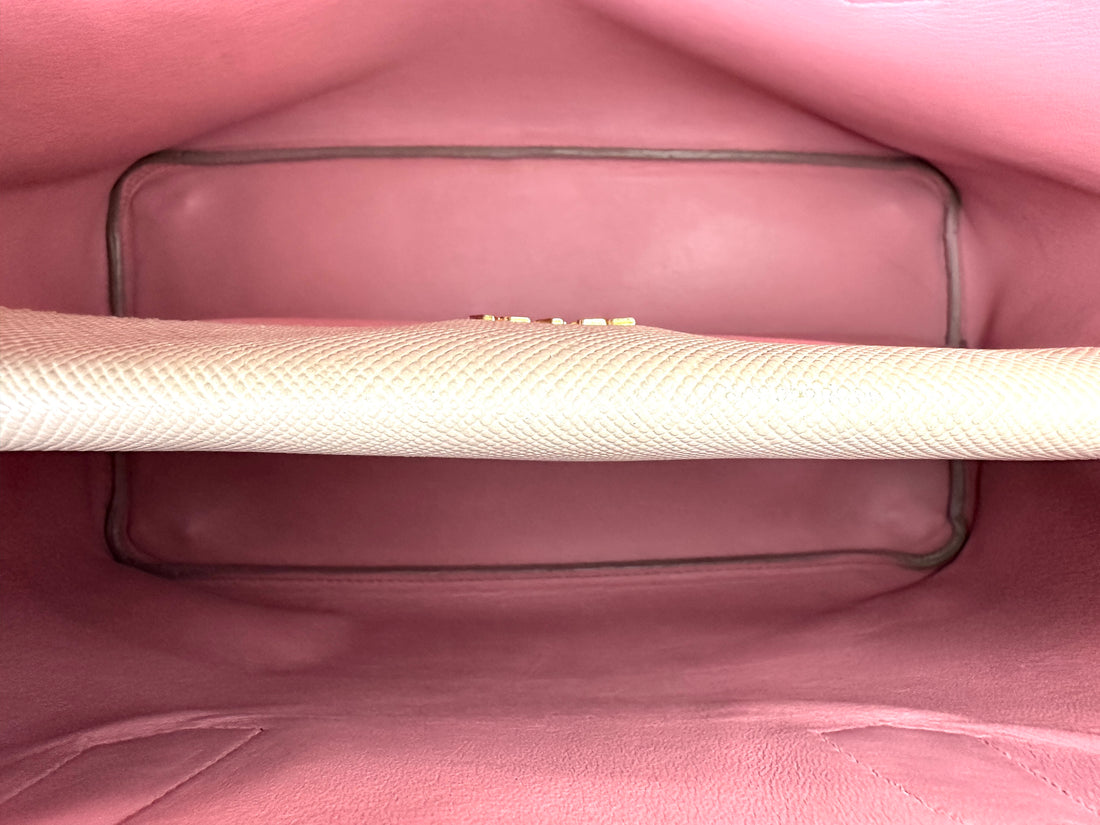 Prada Double Beige Saffiano Cuir Leather Handle Bag PR420