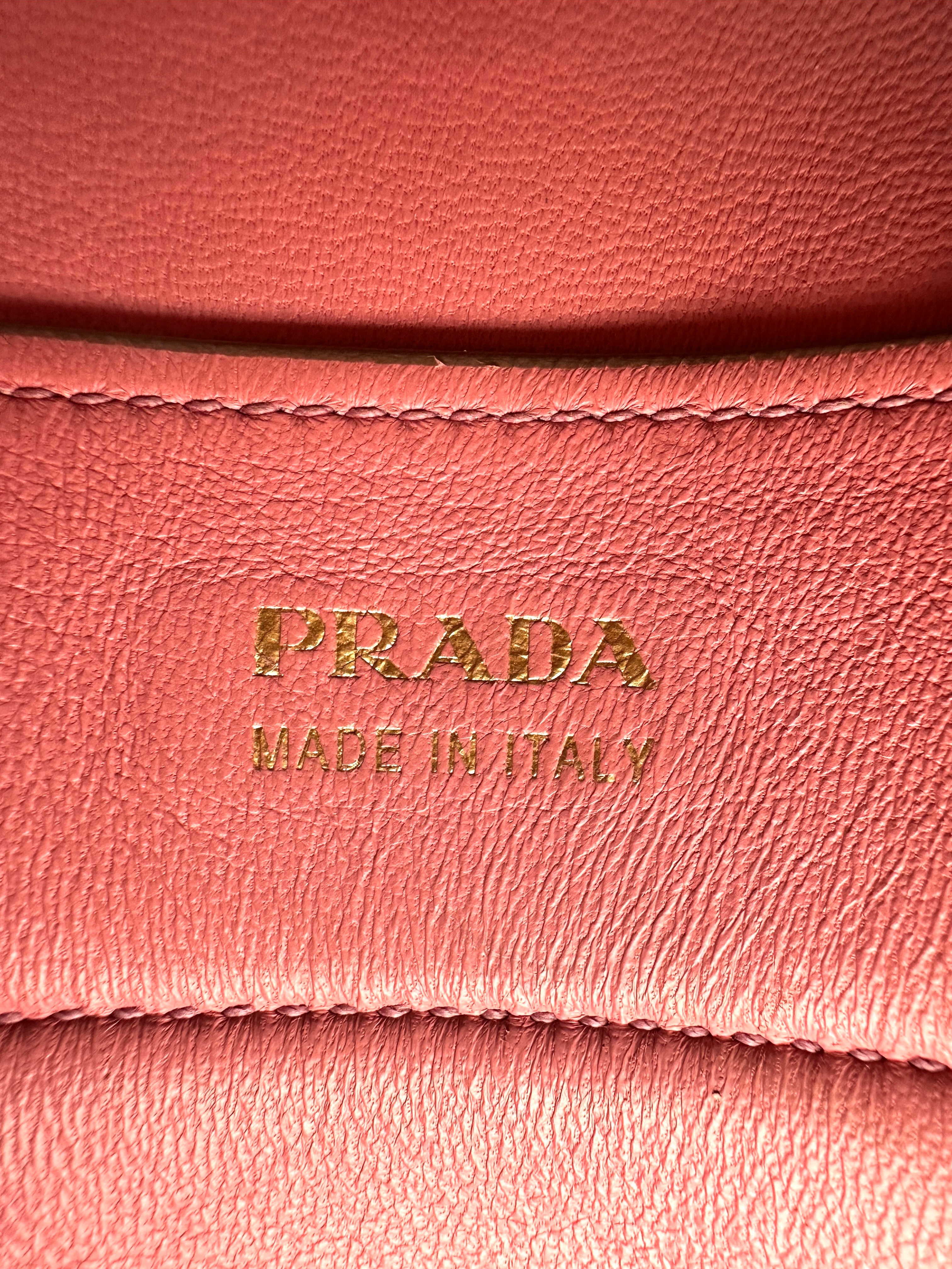 Prada Double Beige Saffiano Cuir Leather Handle Bag PR420