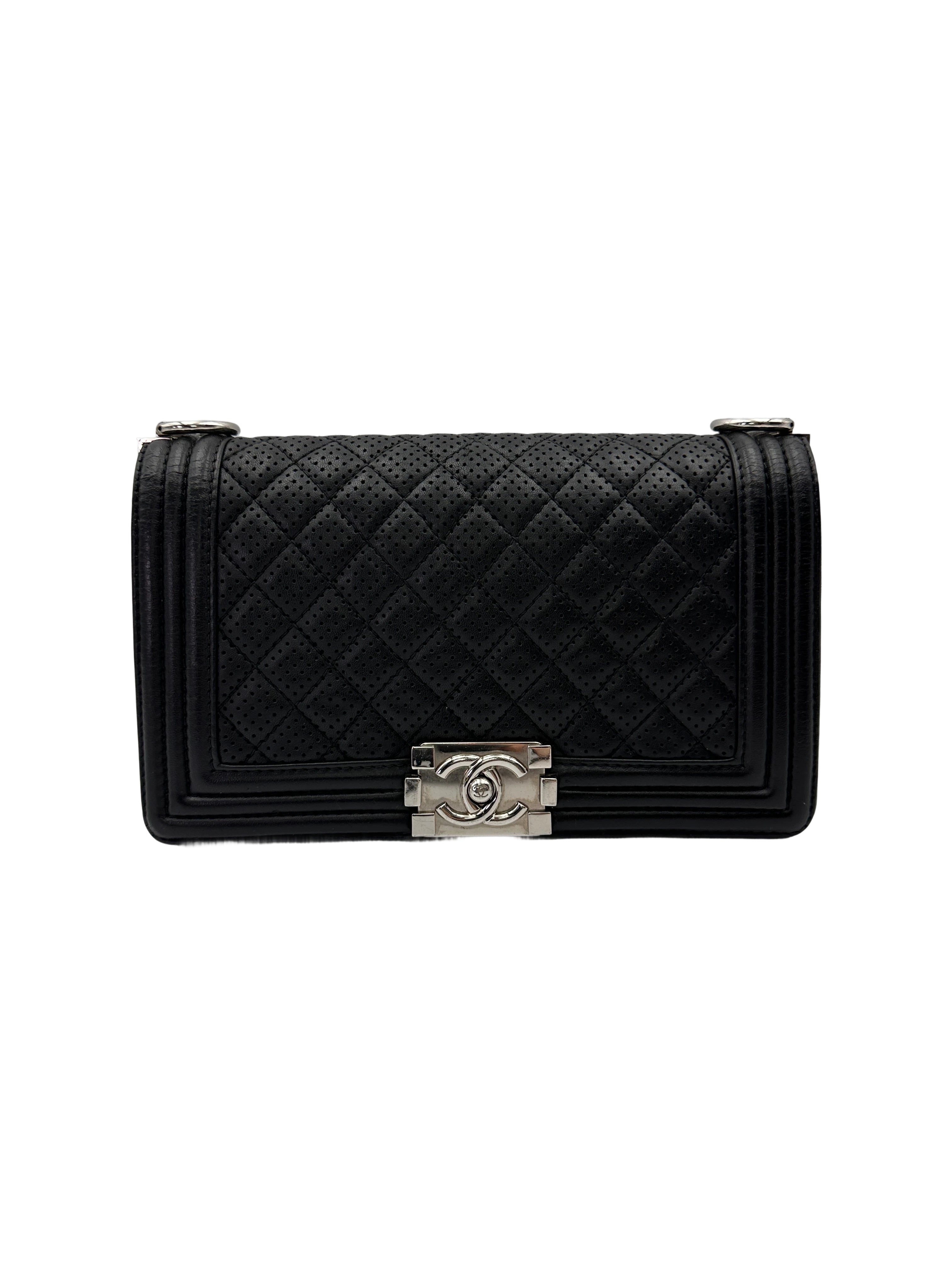 Chanel LeBoy Black Quilted Leather Medium Size Flap Bag With Silver Buckle(19***73) CC2079