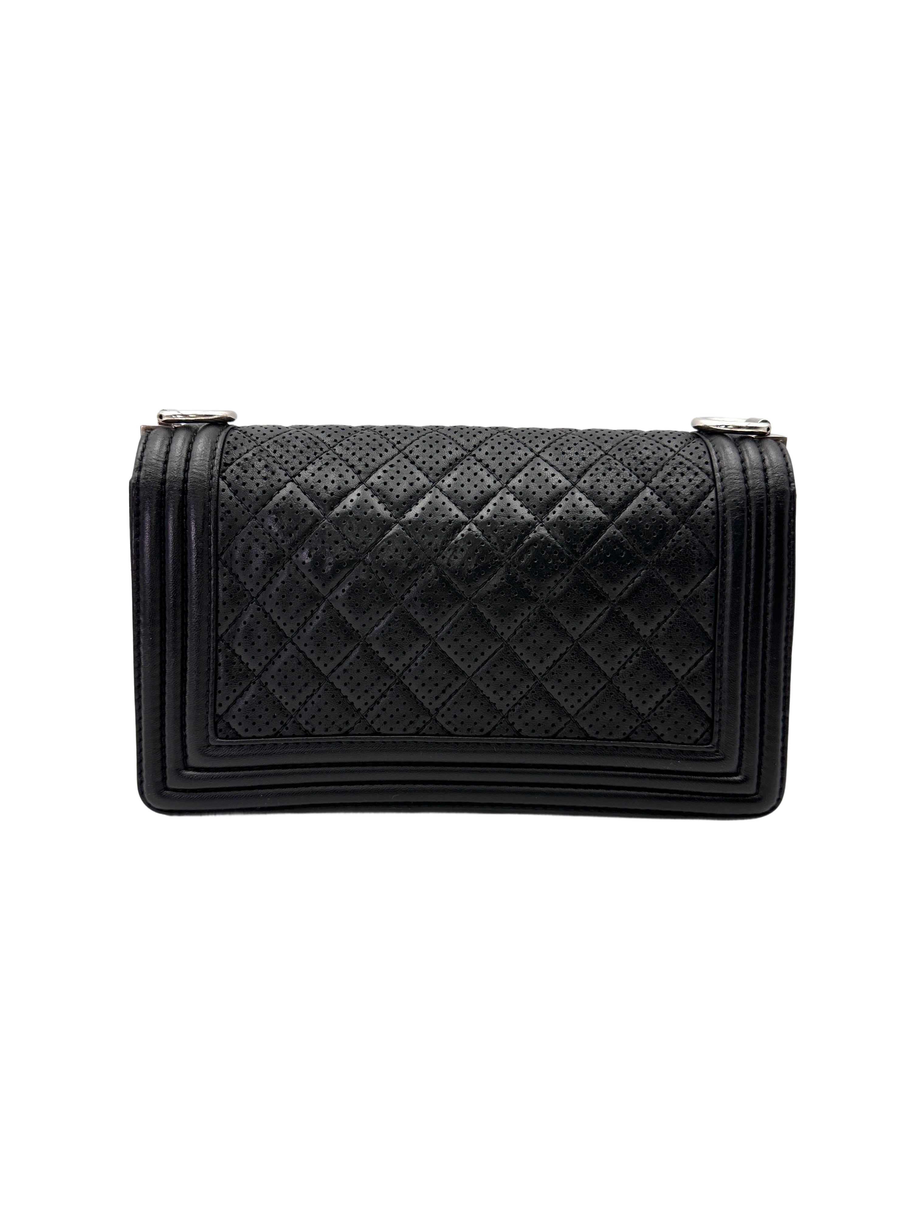 Chanel LeBoy Black Quilted Leather Medium Size Flap Bag With Silver Buckle(19***73) CC2079