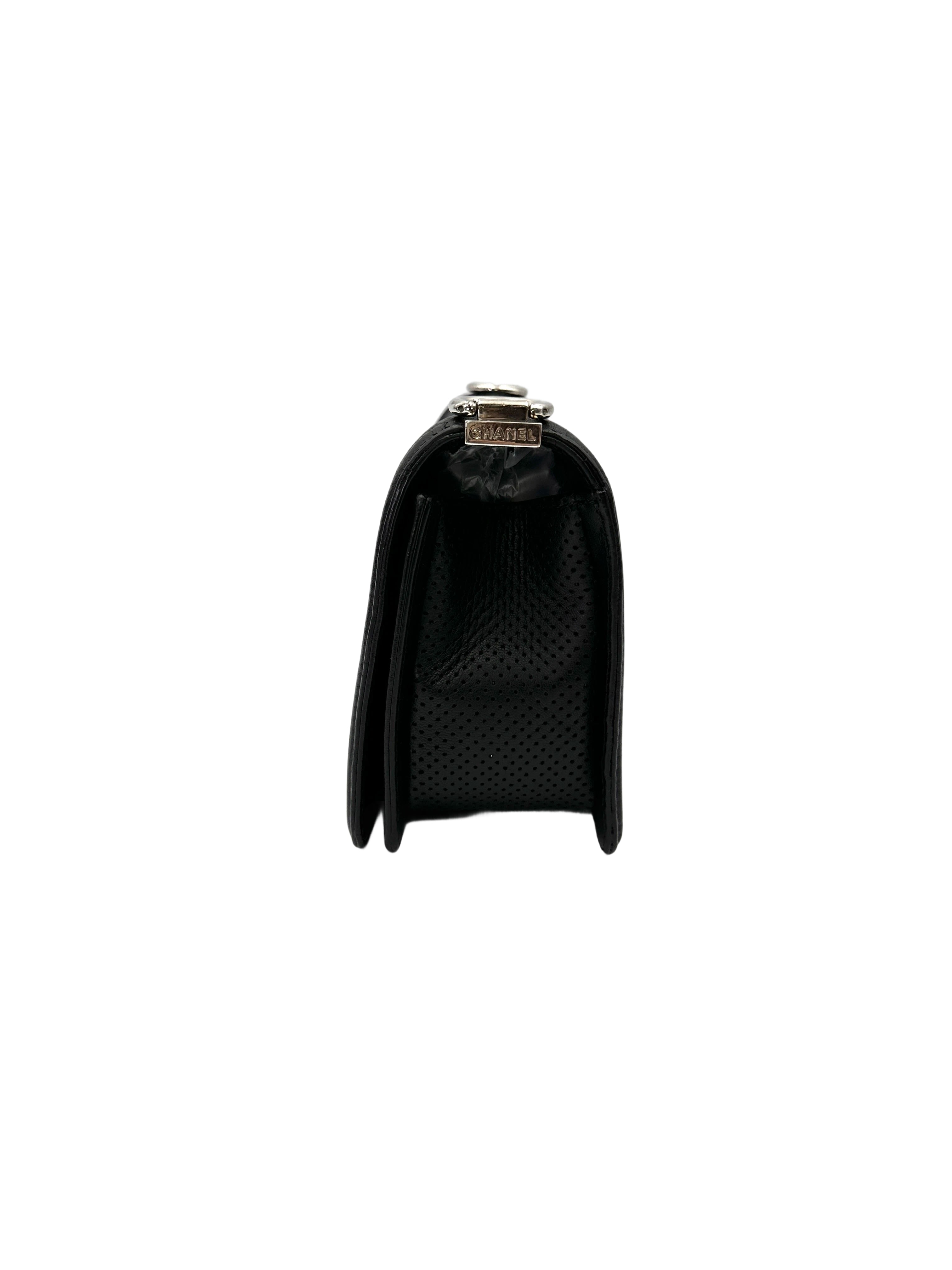 Chanel LeBoy Black Quilted Leather Medium Size Flap Bag With Silver Buckle(19***73) CC2079