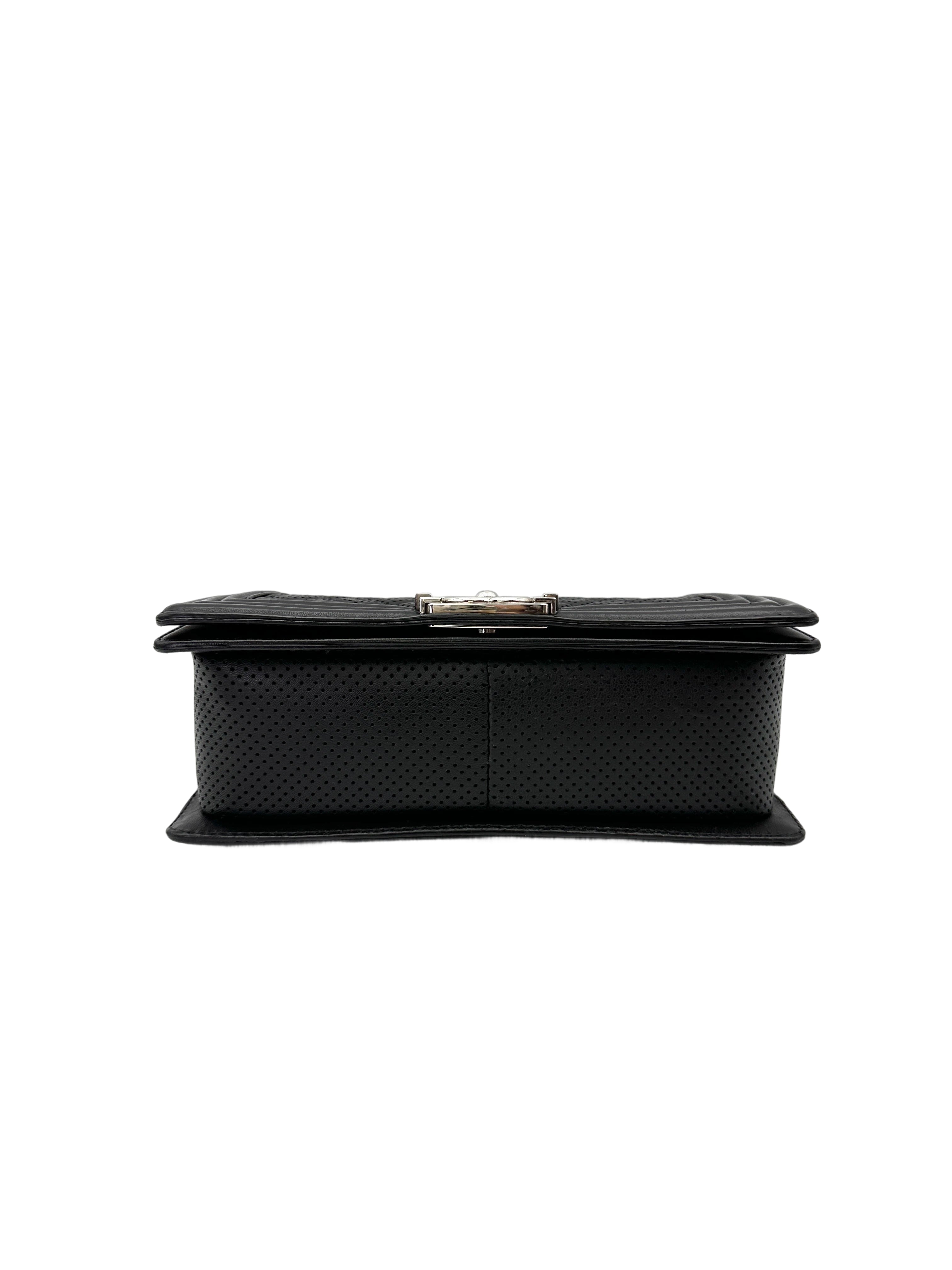 Chanel LeBoy Black Quilted Leather Medium Size Flap Bag With Silver Buckle(19***73) CC2079