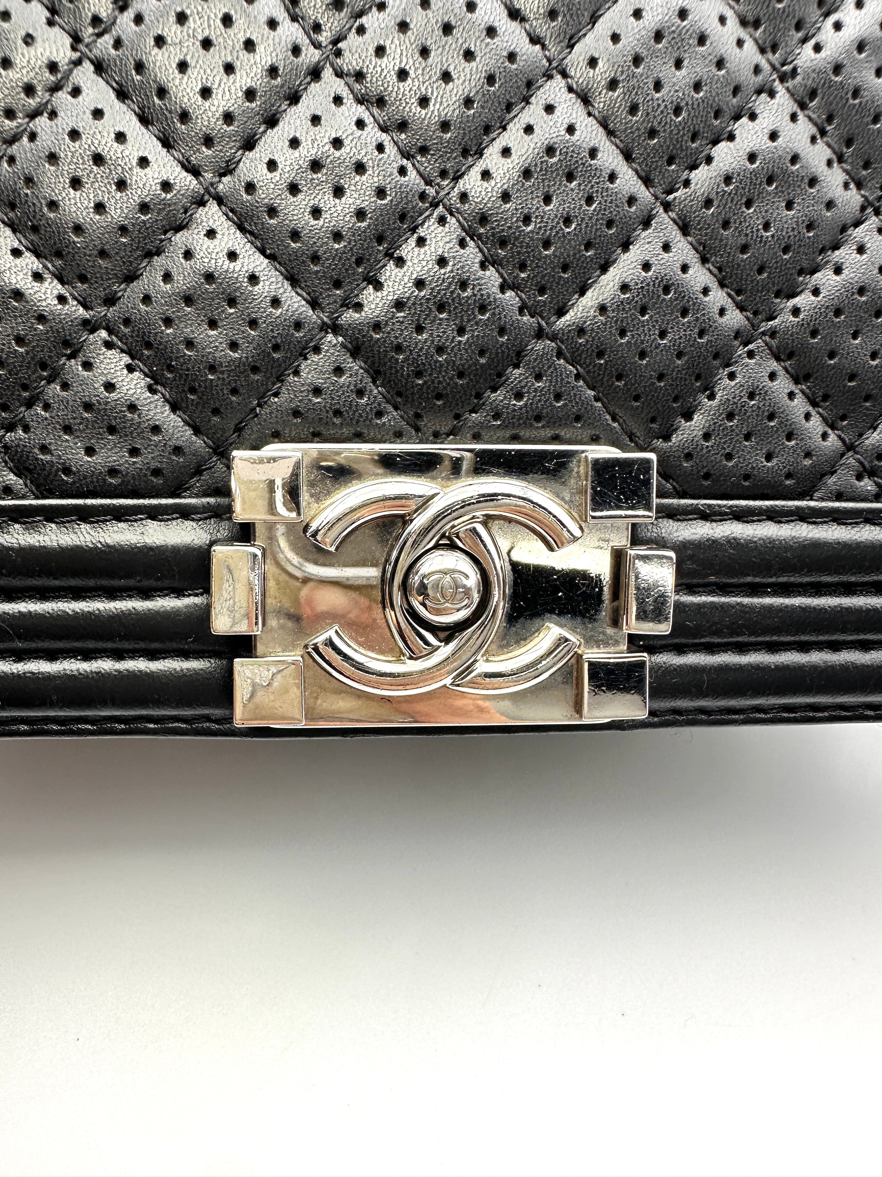 Chanel LeBoy Black Quilted Leather Medium Size Flap Bag With Silver Buckle(19***73) CC2079