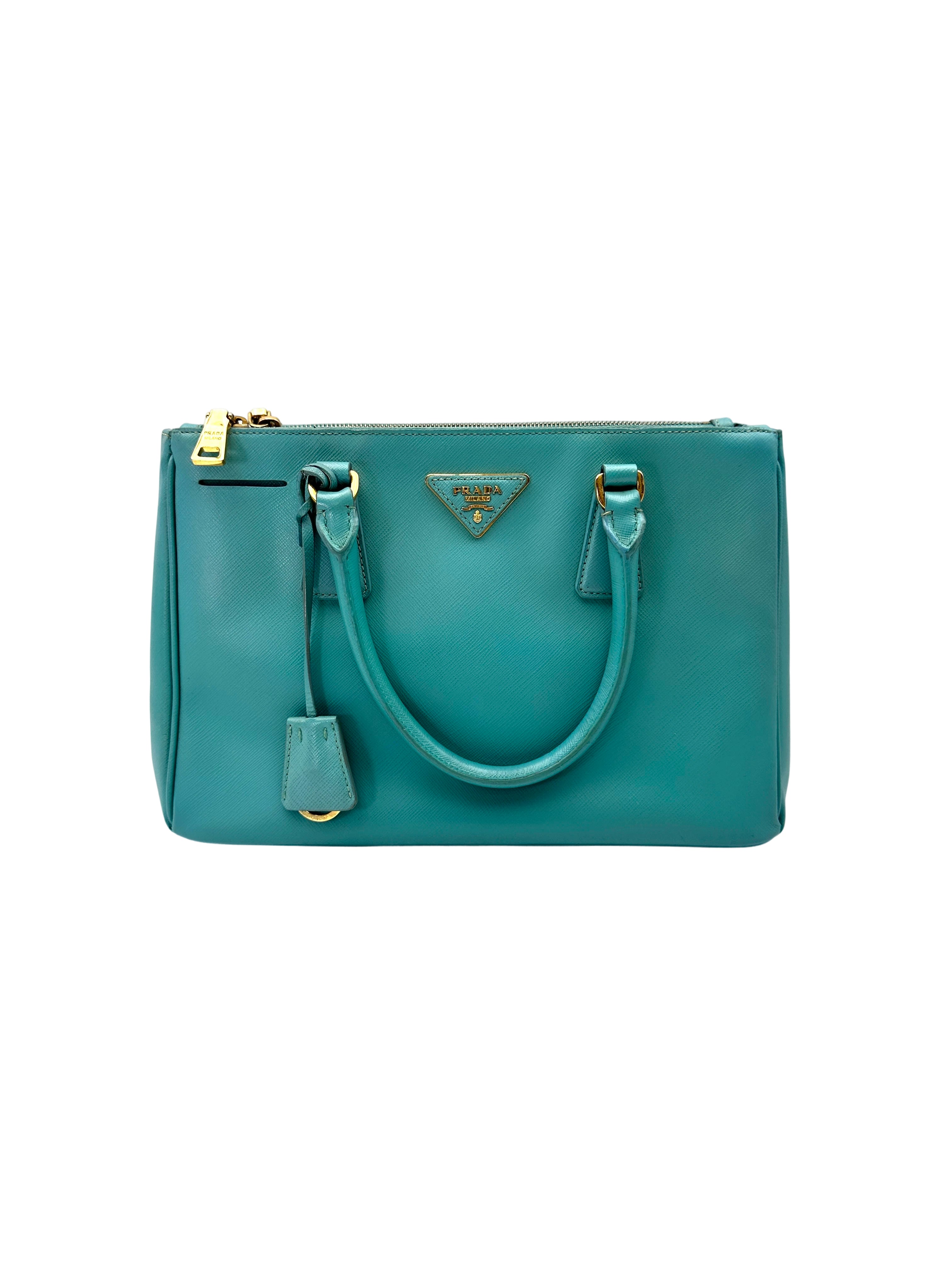 Prada Galleria Blue Saffiano Leather Handle Bag PR421