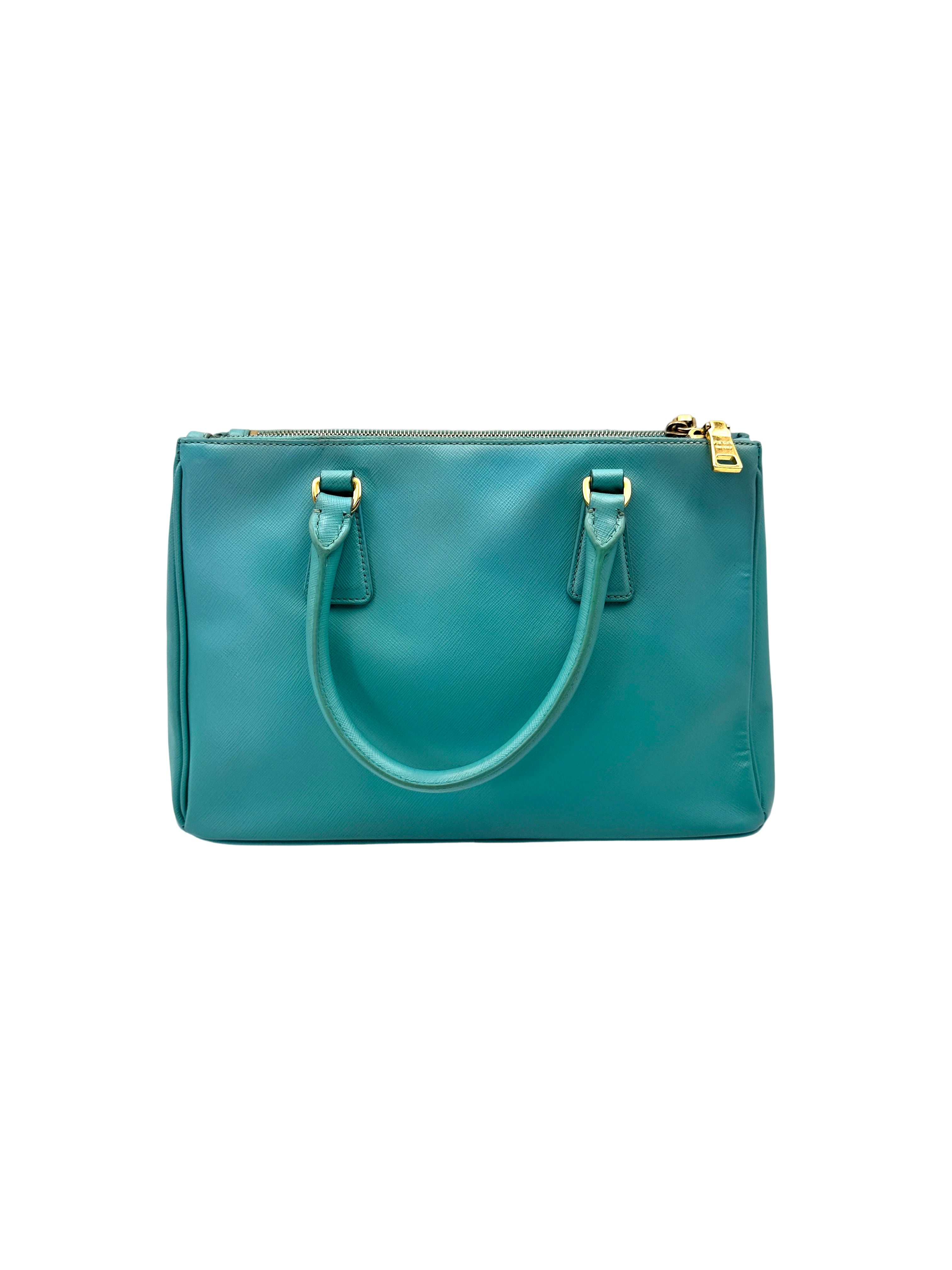 Prada Galleria Blue Saffiano Leather Handle Bag PR421