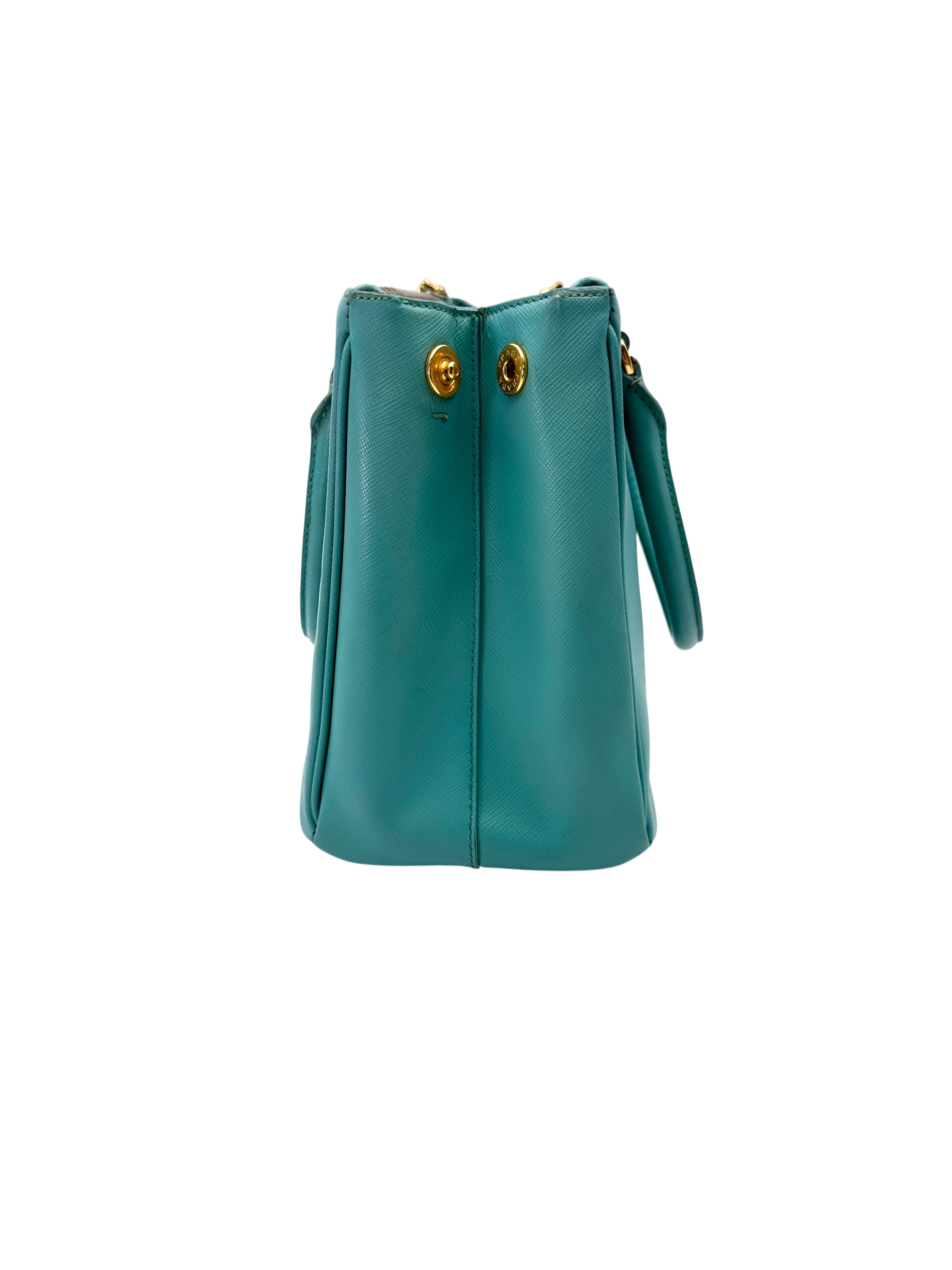 Prada Galleria Blue Saffiano Leather Handle Bag PR421