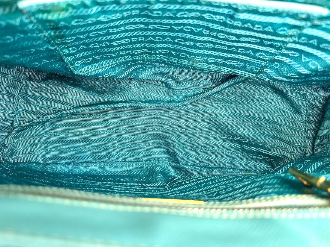 Prada Galleria Blue Saffiano Leather Handle Bag PR421