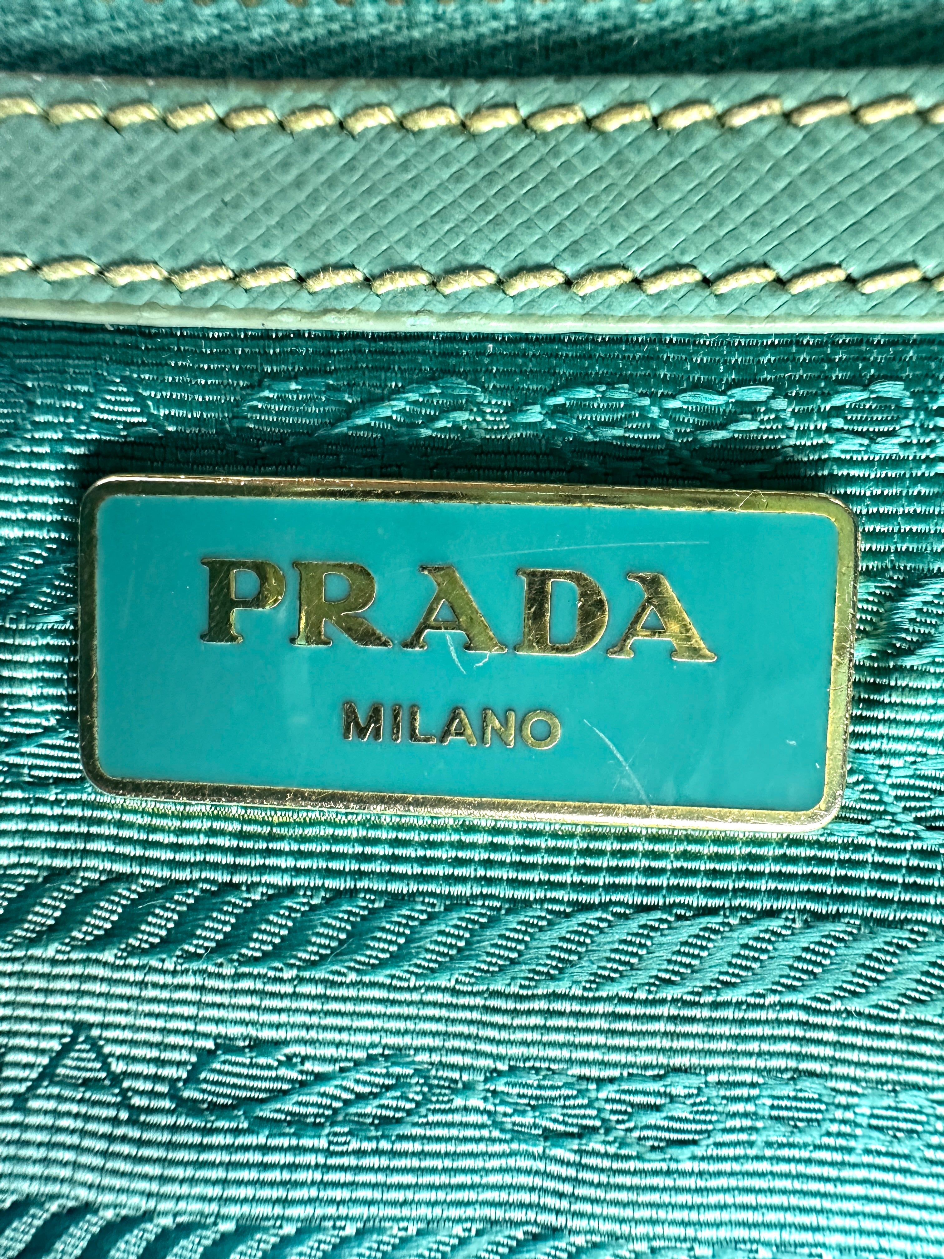 Prada Galleria Blue Saffiano Leather Handle Bag PR421