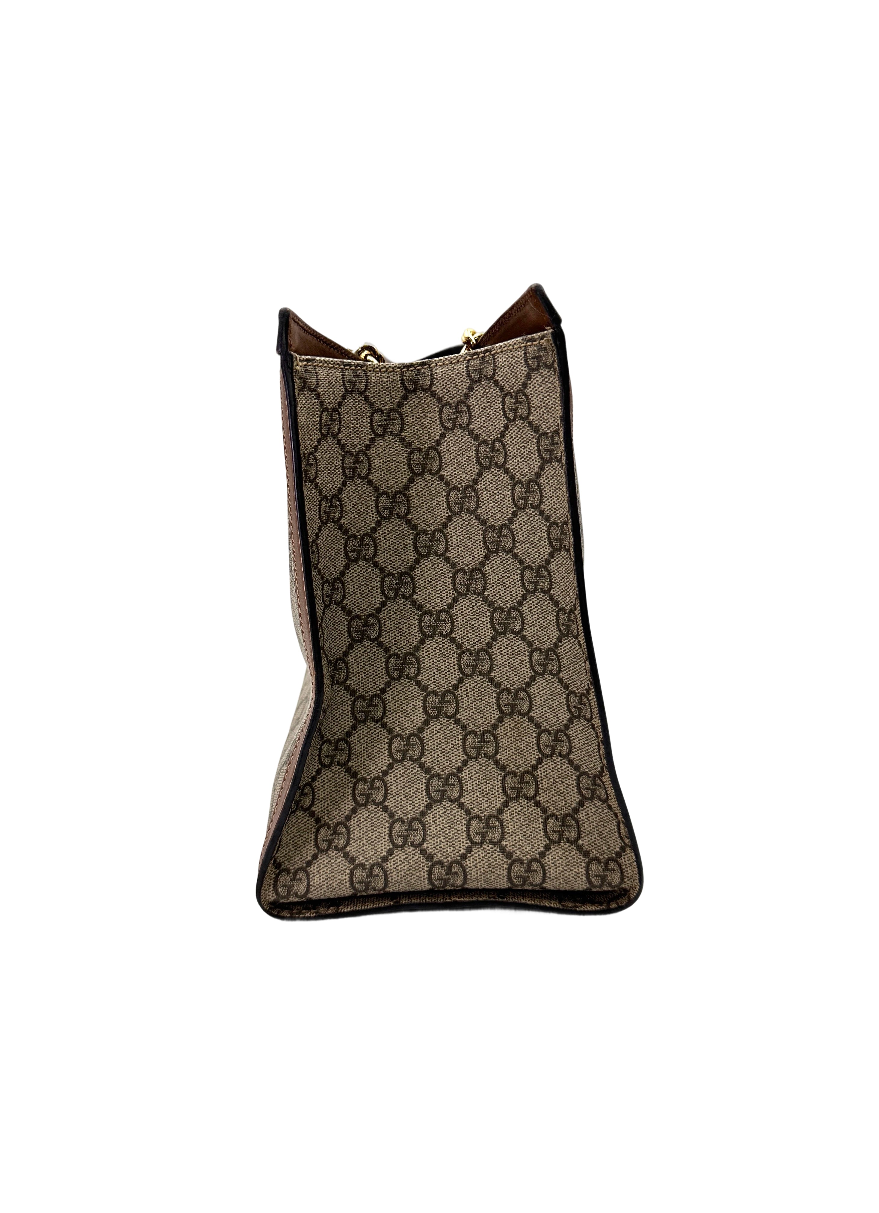 Gucci Padlock GG Canvas Shoulder Bag With Brown Trim GG1168