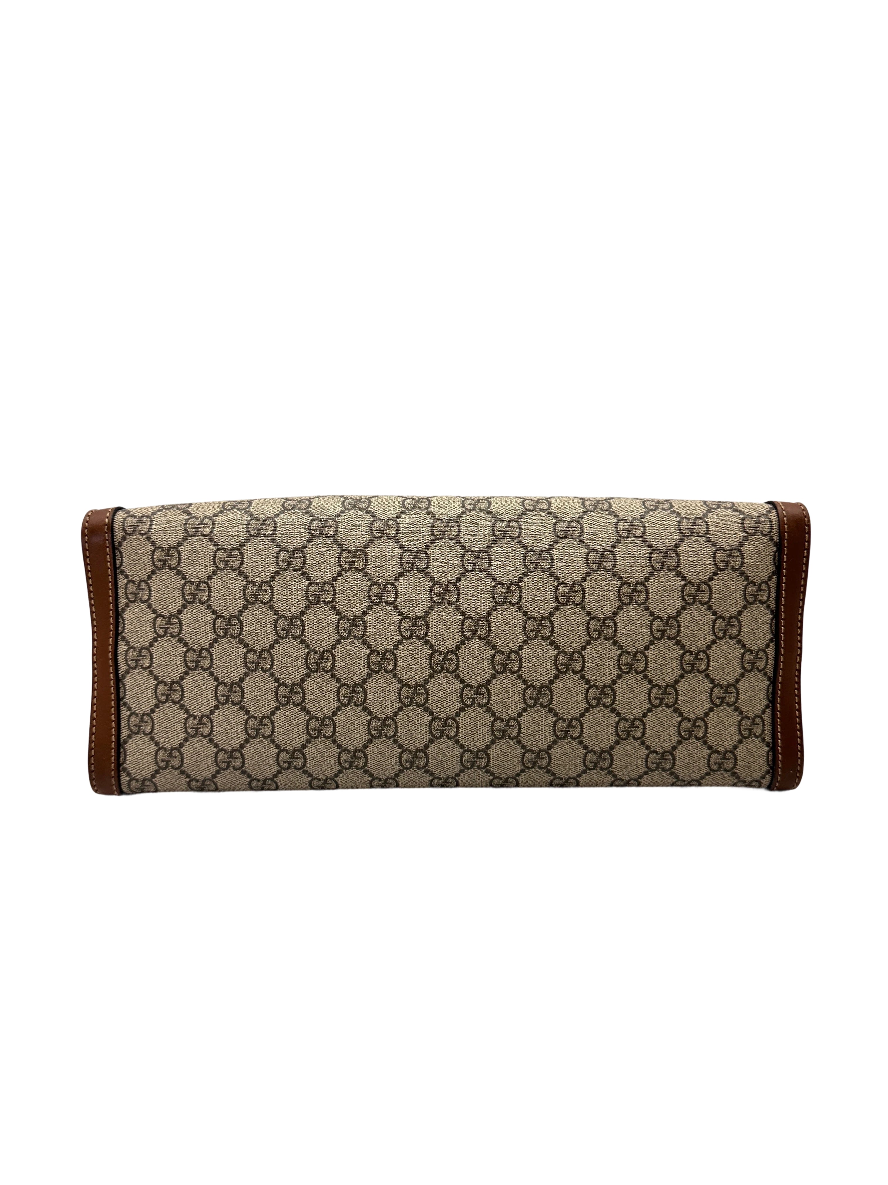 Gucci Padlock GG Canvas Shoulder Bag With Brown Trim GG1168