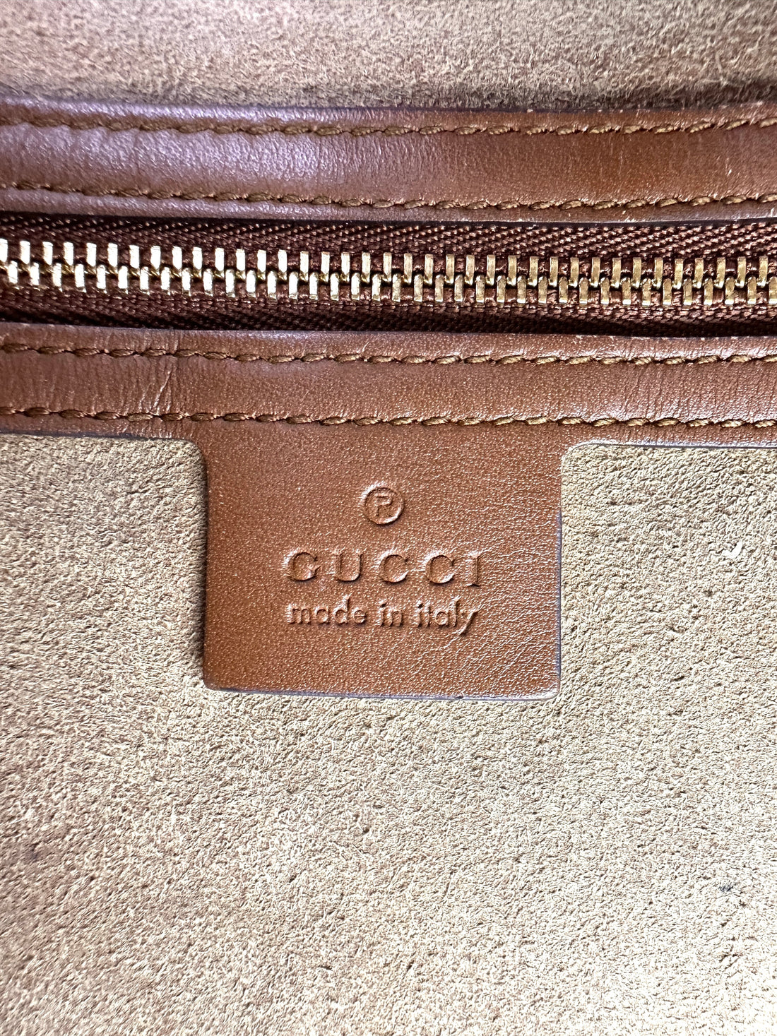 Gucci Padlock GG Canvas Shoulder Bag With Brown Trim GG1168