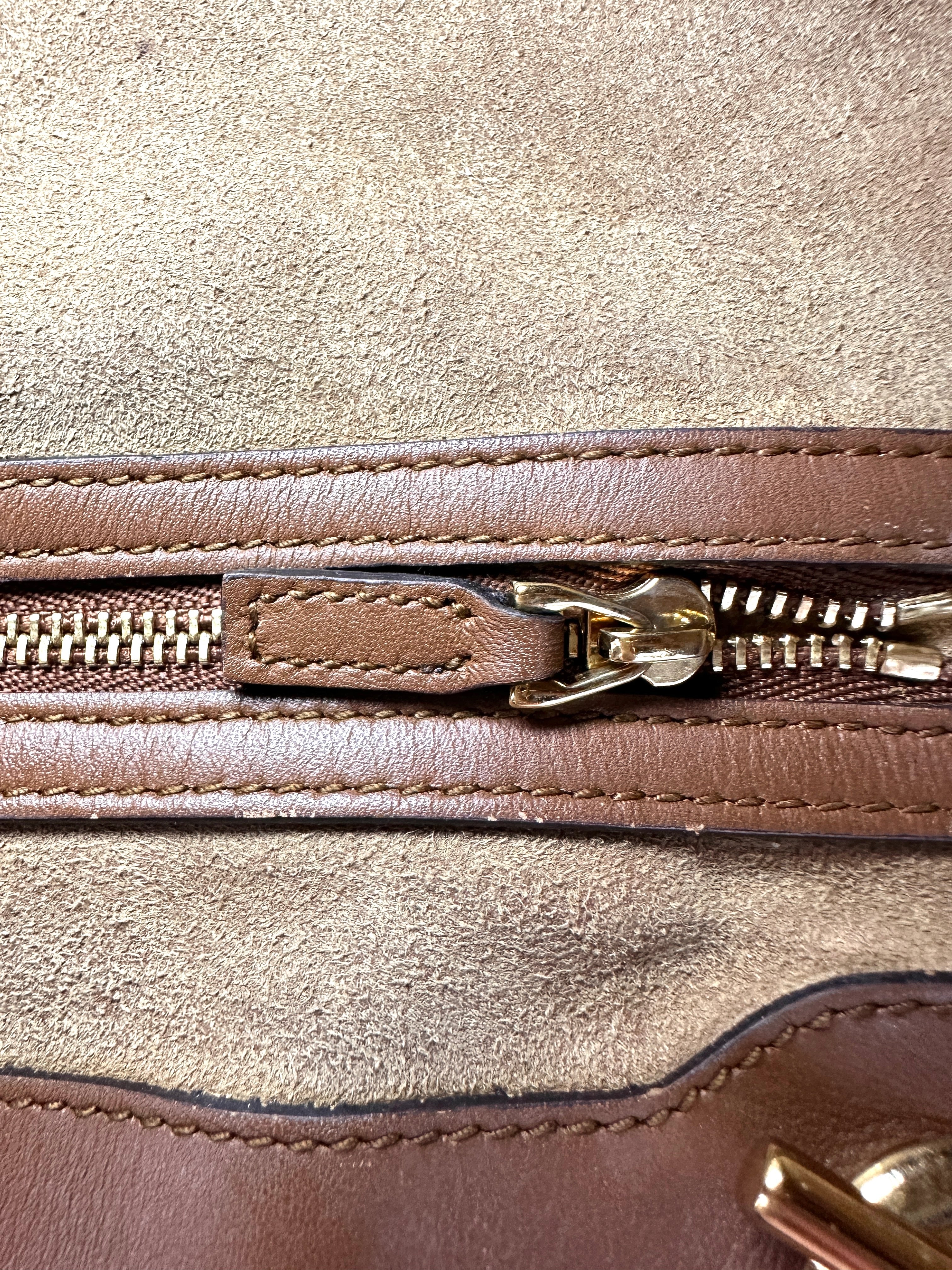Gucci Padlock GG Canvas Shoulder Bag With Brown Trim GG1168