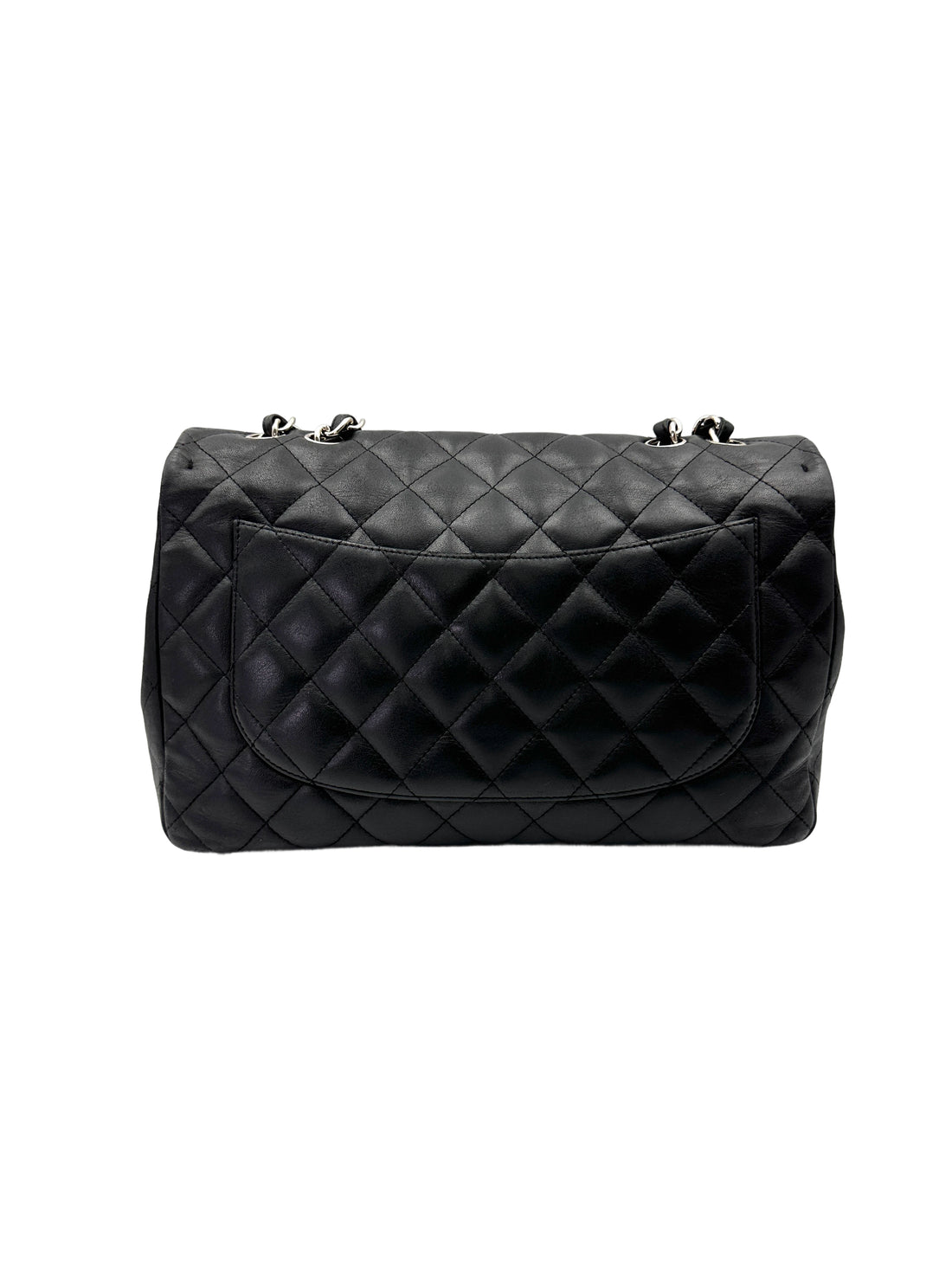 Chanel Classic Flap Black Quilted Leather Jumbo Flap Bag With Silver Buckle(13***55) CC2076