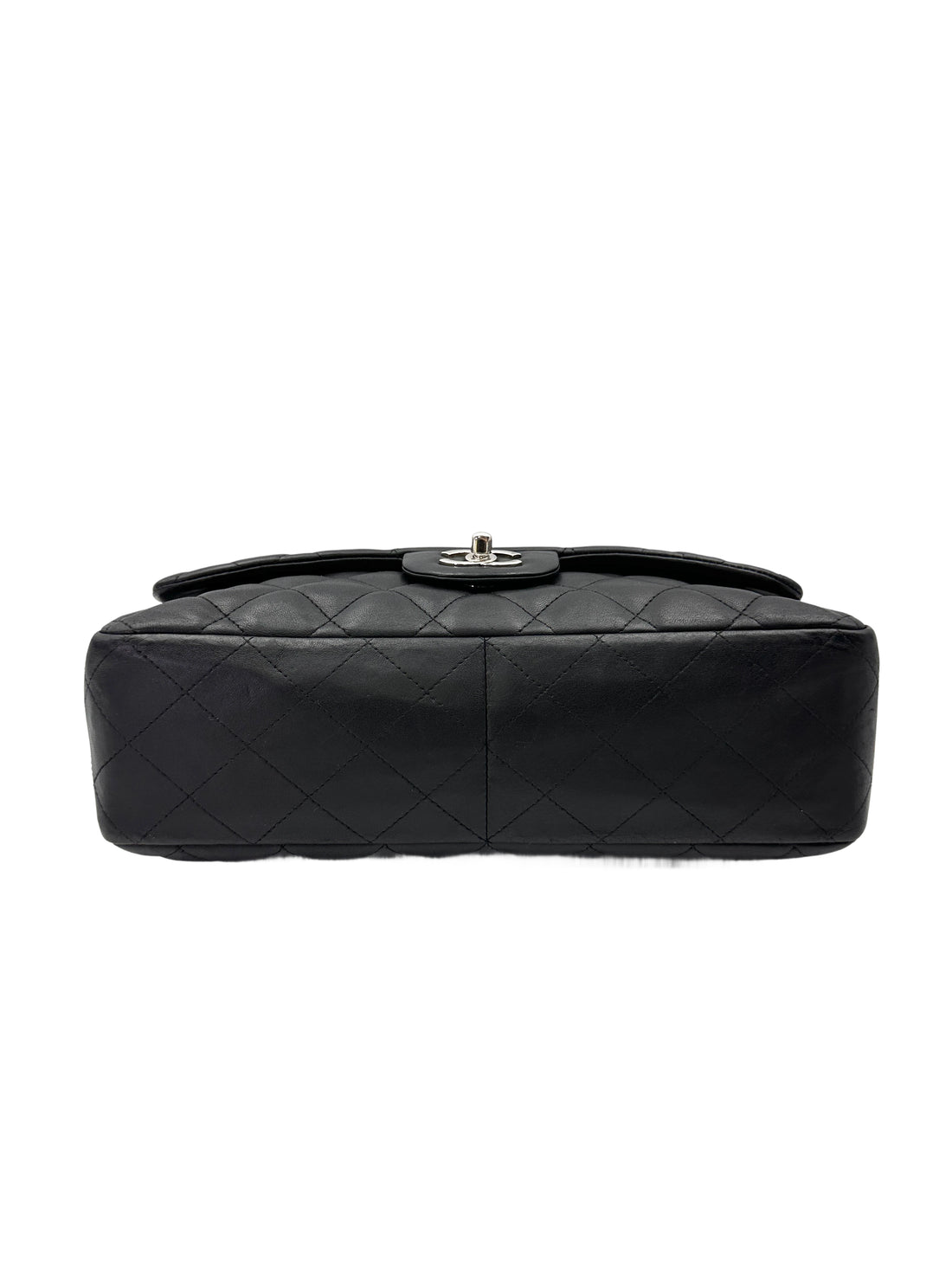 Chanel Classic Flap Black Quilted Leather Jumbo Flap Bag With Silver Buckle(13***55) CC2076
