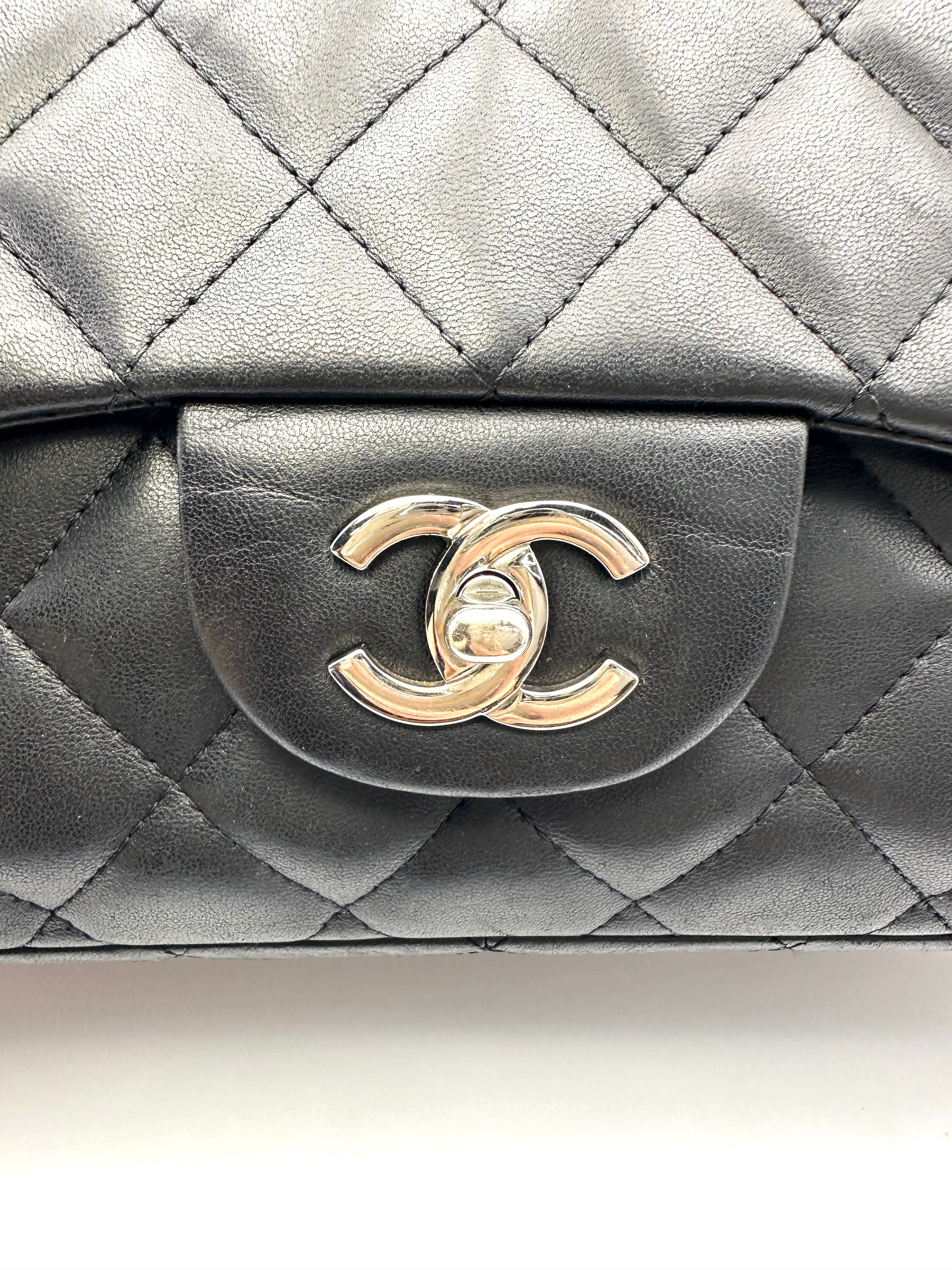 Chanel Classic Flap Black Quilted Leather Jumbo Flap Bag With Silver Buckle(13***55) CC2076