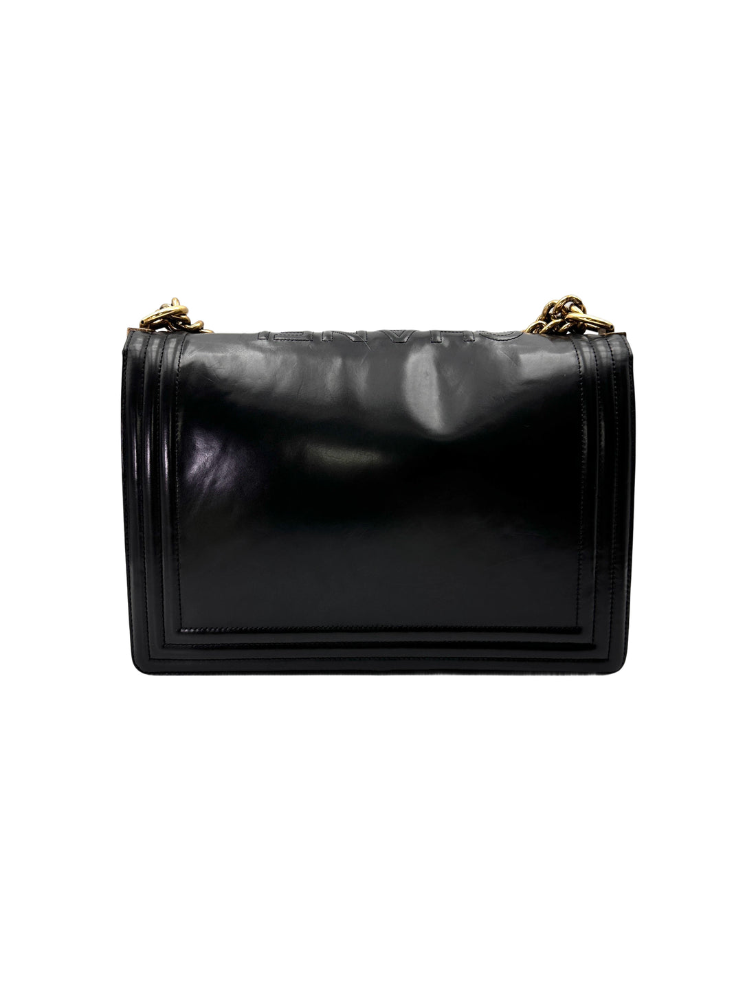 Chanel LeBoy Black Smooth Leather Large Size Flap Bag With Gold Buckle(15***59) CC2077