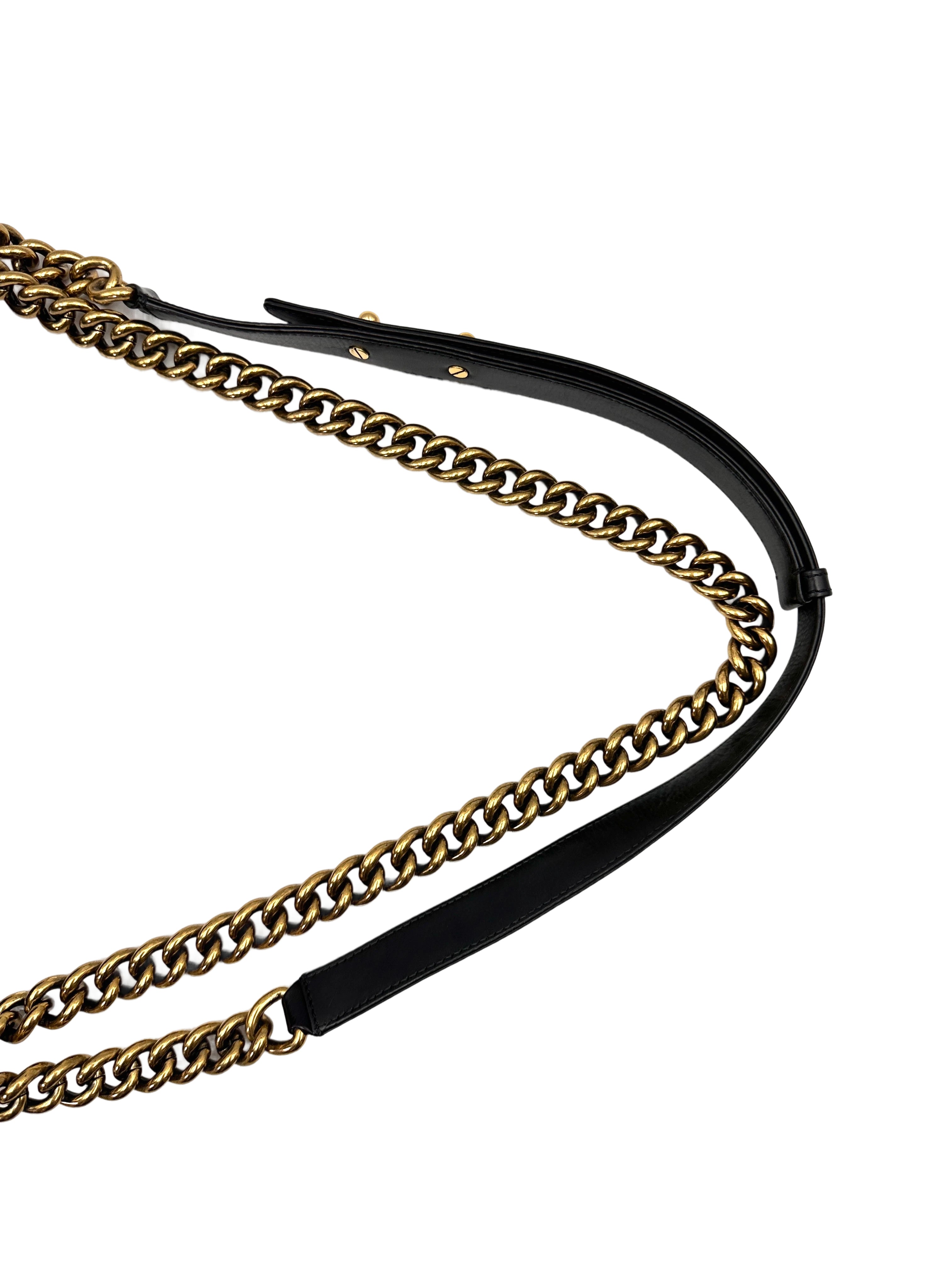 Chanel LeBoy Black Smooth Leather Large Size Flap Bag With Gold Buckle(15***59) CC2077