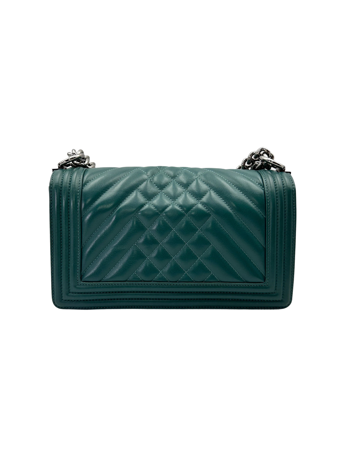Chanel LeBoy Green Quilted Leather Flap Bag With Silver Buckle(19***91) CC2078
