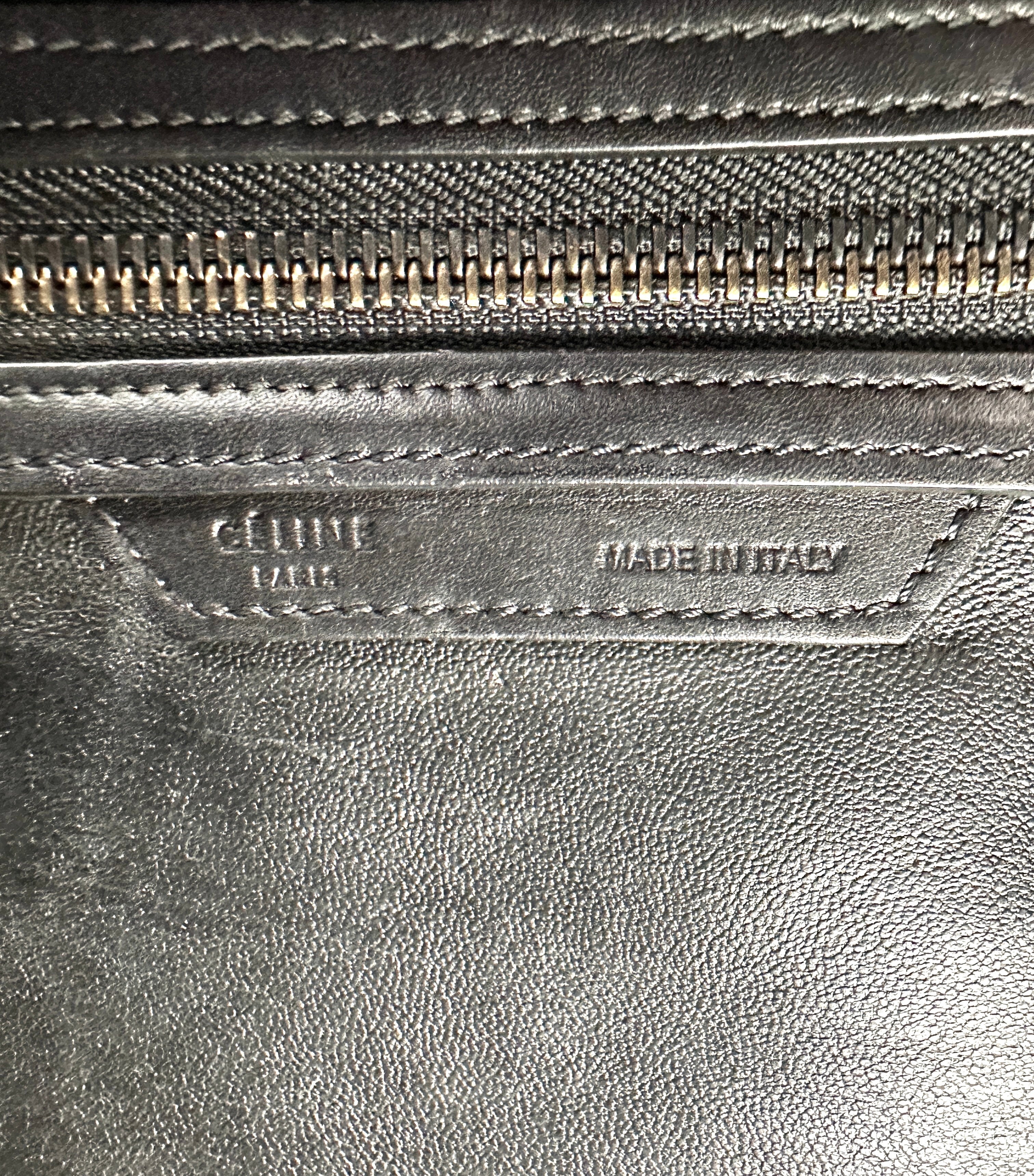Celine Luggage Black/White Leather Medium Size Handle Bag CE169