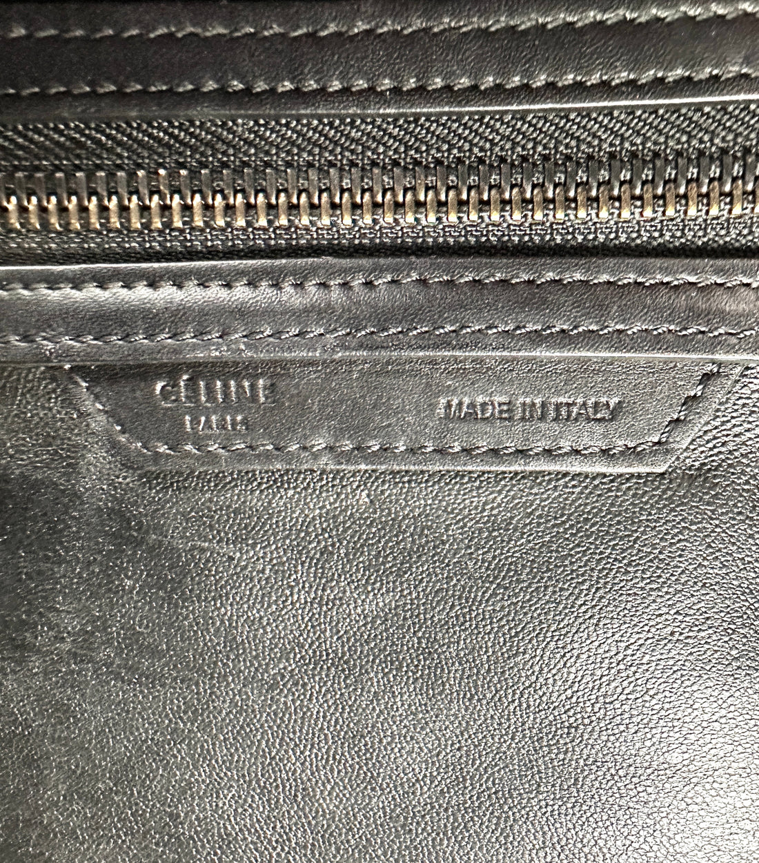 Celine Luggage Black/White Leather Medium Size Handle Bag CE169