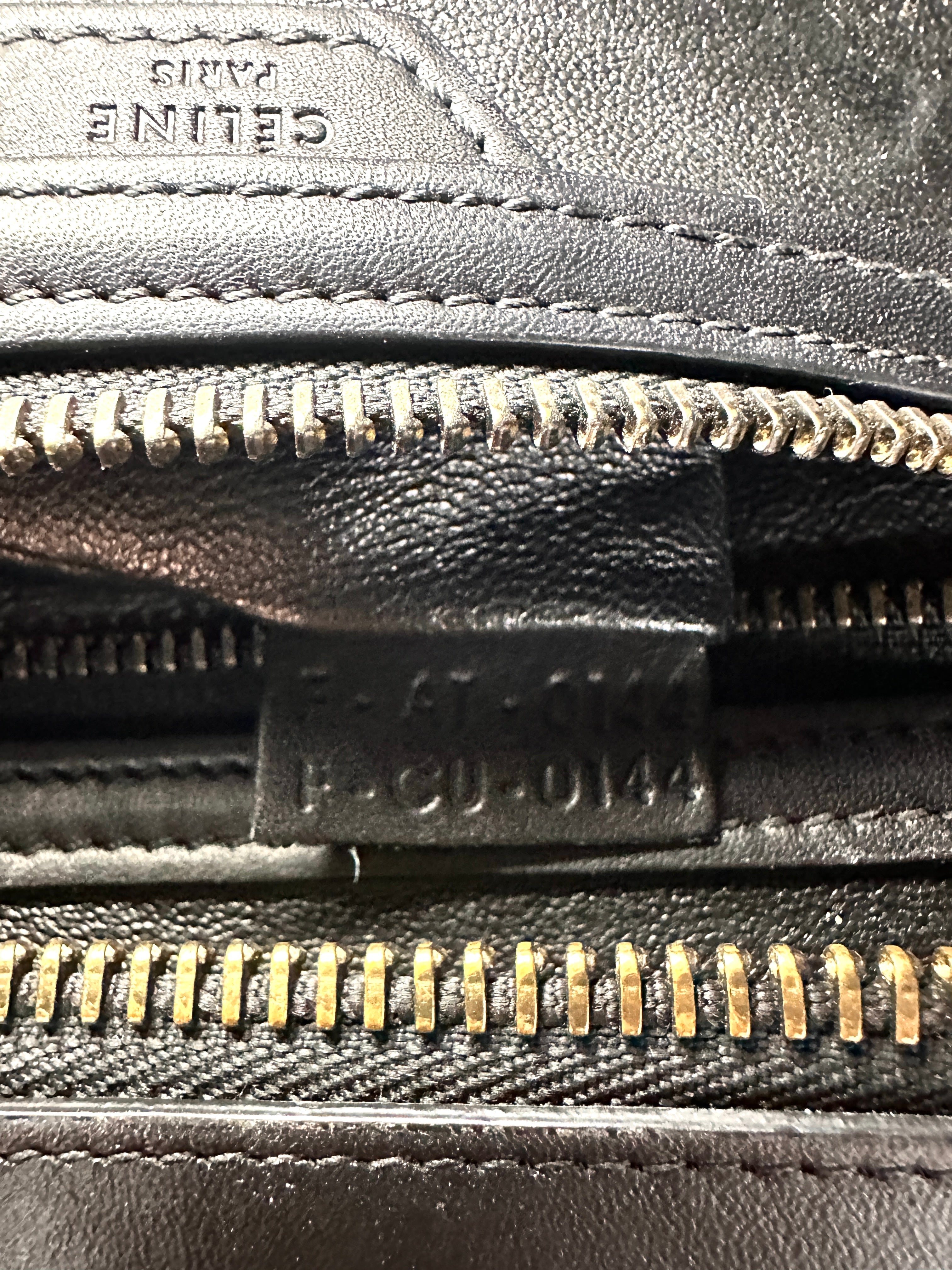Celine Luggage Black/White Leather Medium Size Handle Bag CE169