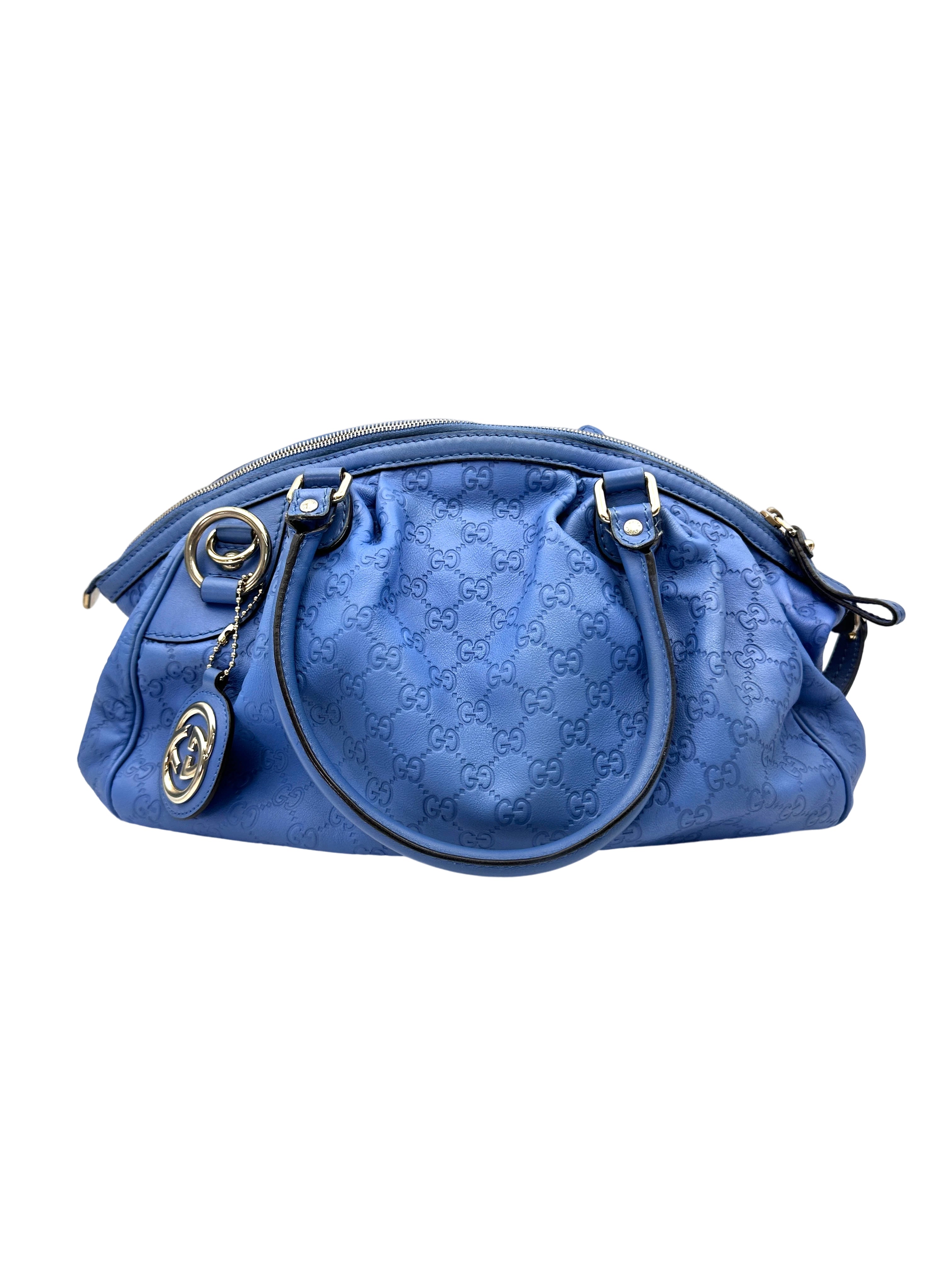 Gucci Sukey Blue Guccissima Leather Handle Bag GG1174