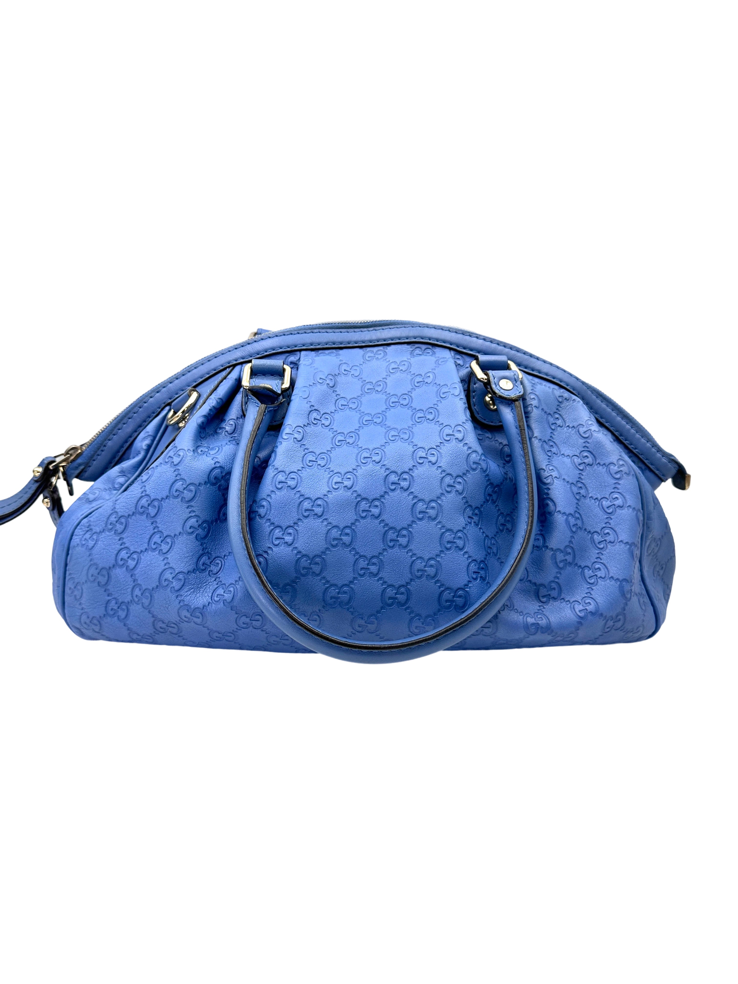 Gucci Sukey Blue Guccissima Leather Handle Bag GG1174