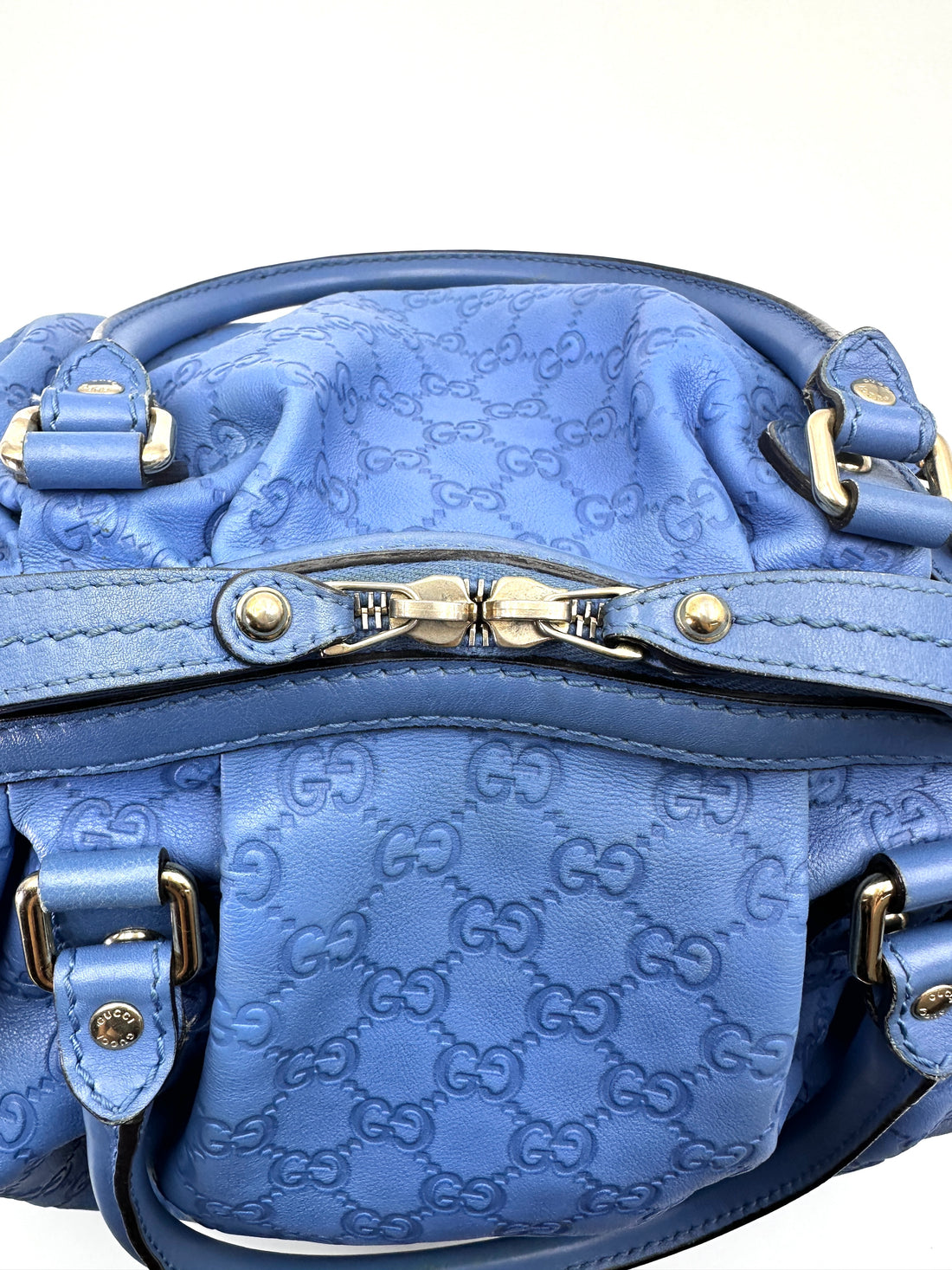 Gucci Sukey Blue Guccissima Leather Handle Bag GG1174