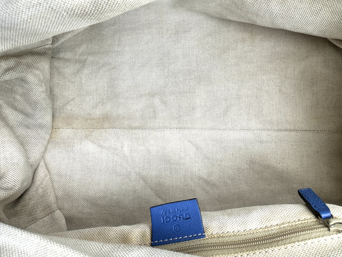Gucci Sukey Blue Guccissima Leather Handle Bag GG1174