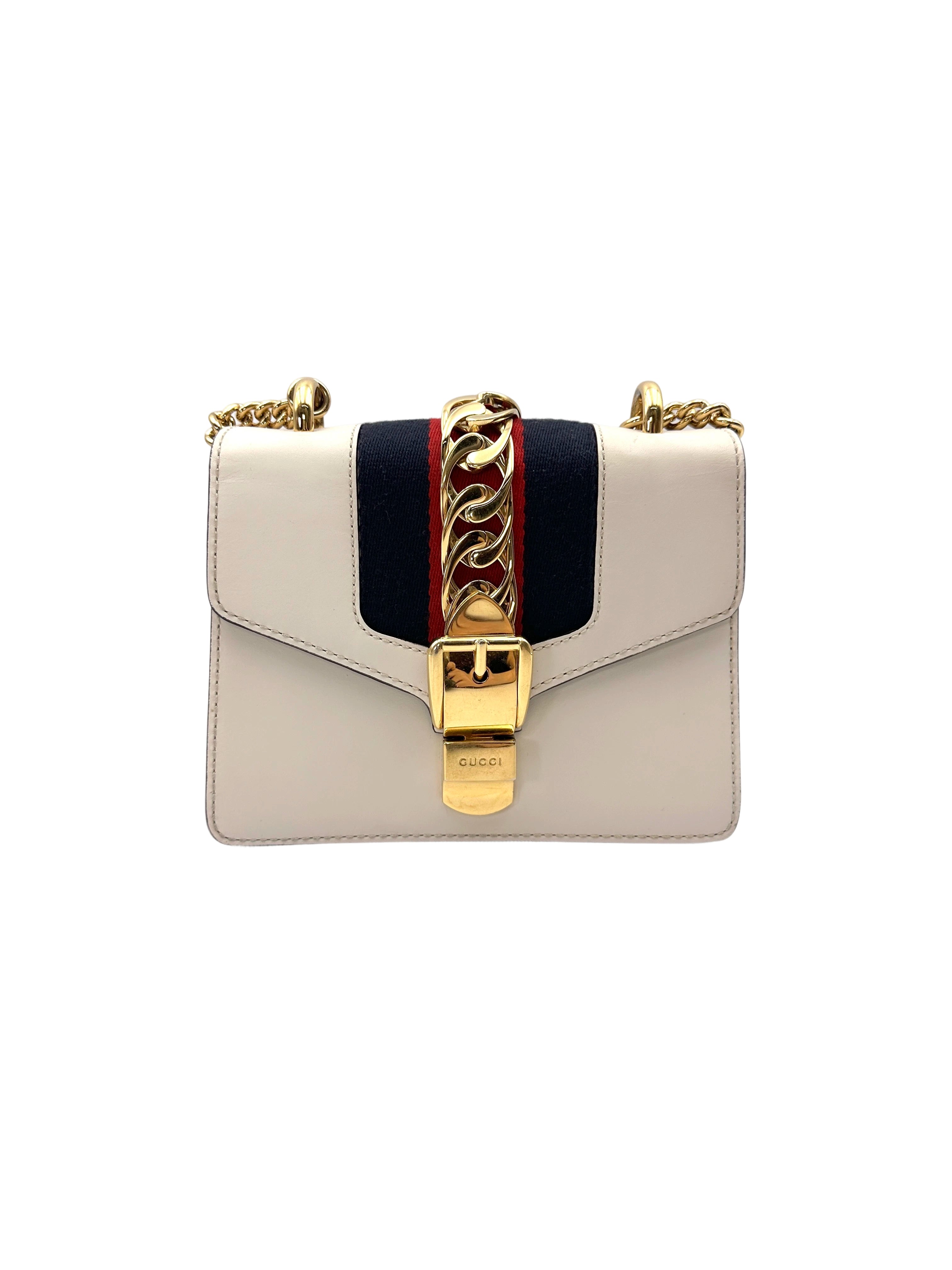 Gucci Sylvie White Leather Shoulder Bag GG1170